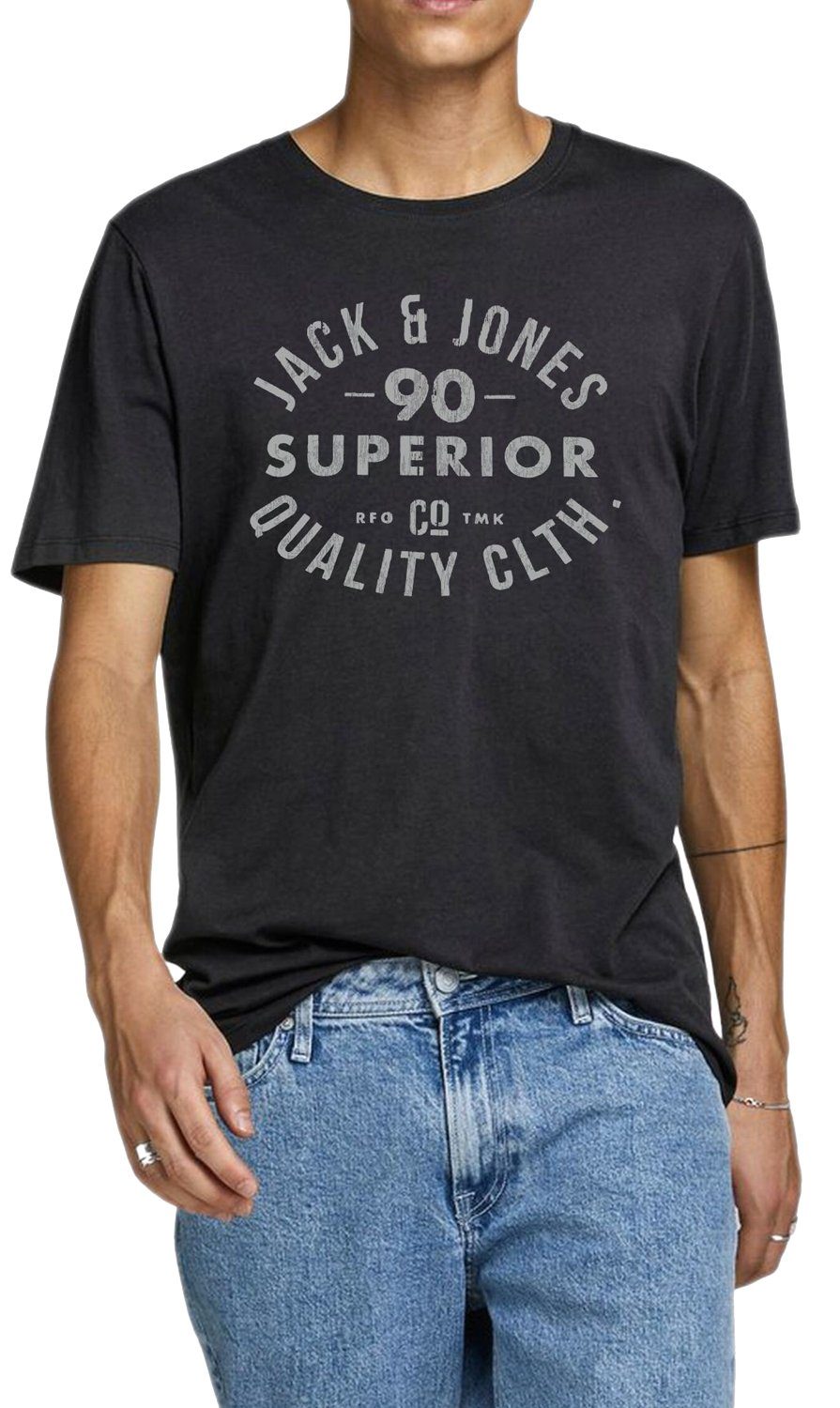 Jack & Jones Print-Shirt Regular Fit T-Shirt mit Rundhalsausschnitt OPT6 Black