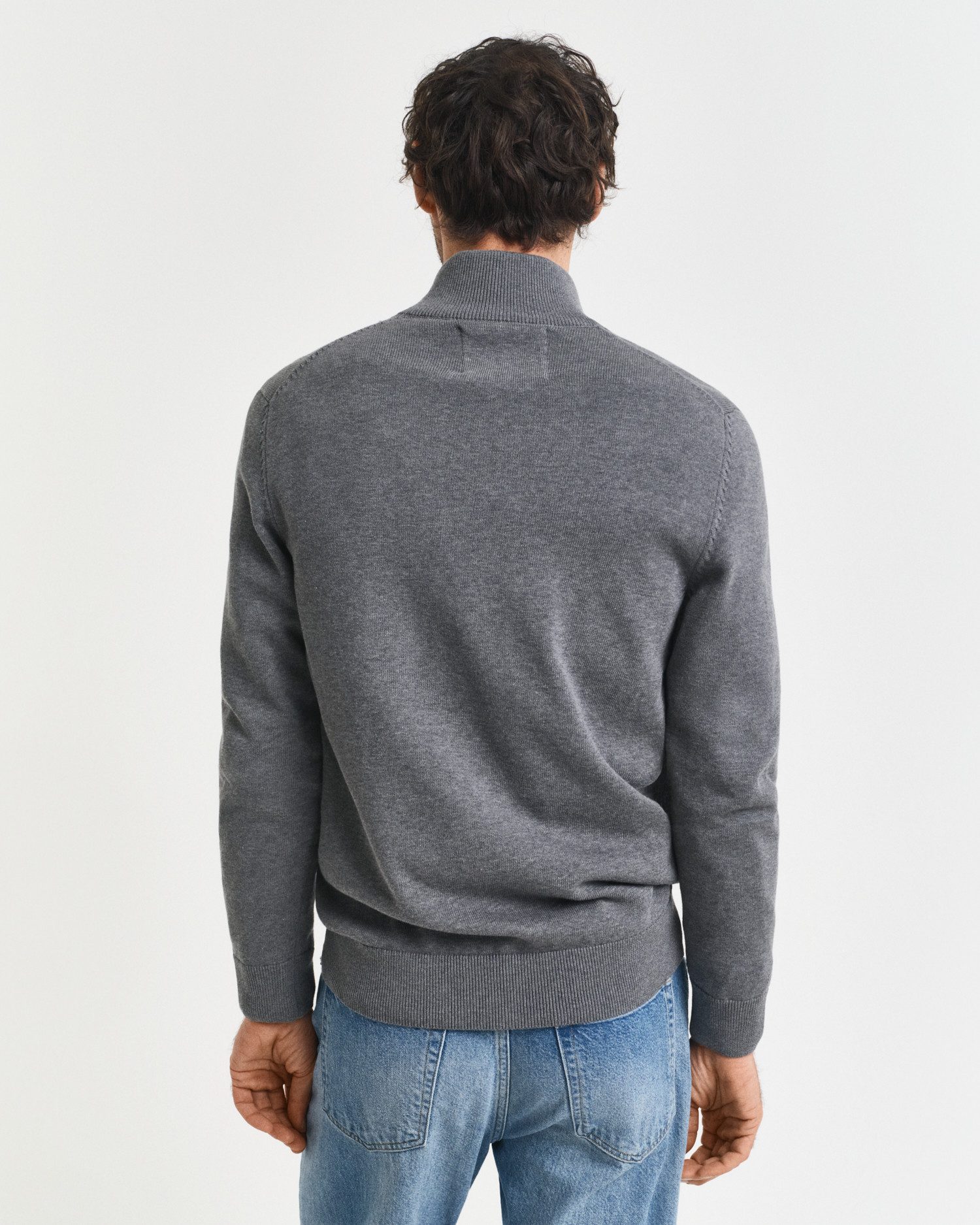 Gant Cardigan CASUAL COTTON ZIP CARDIGAN Mit Rippbündchen an Stehkragen, Ärmeln und Saum