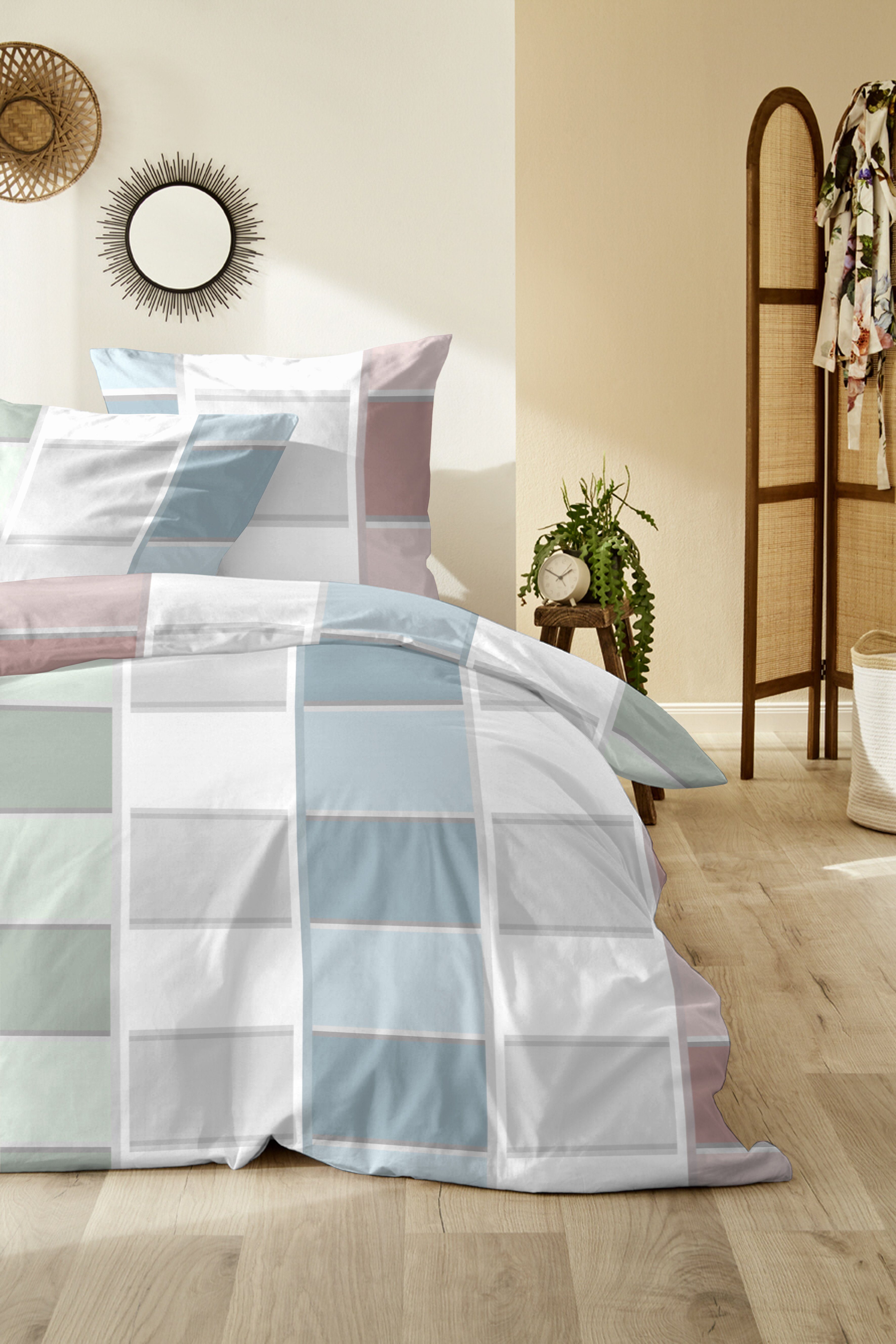 Primera Bettwäsche Mako-Satin-Bettwäsche Havana, Mako-Satin, 2 teilig, mit Karo Muster