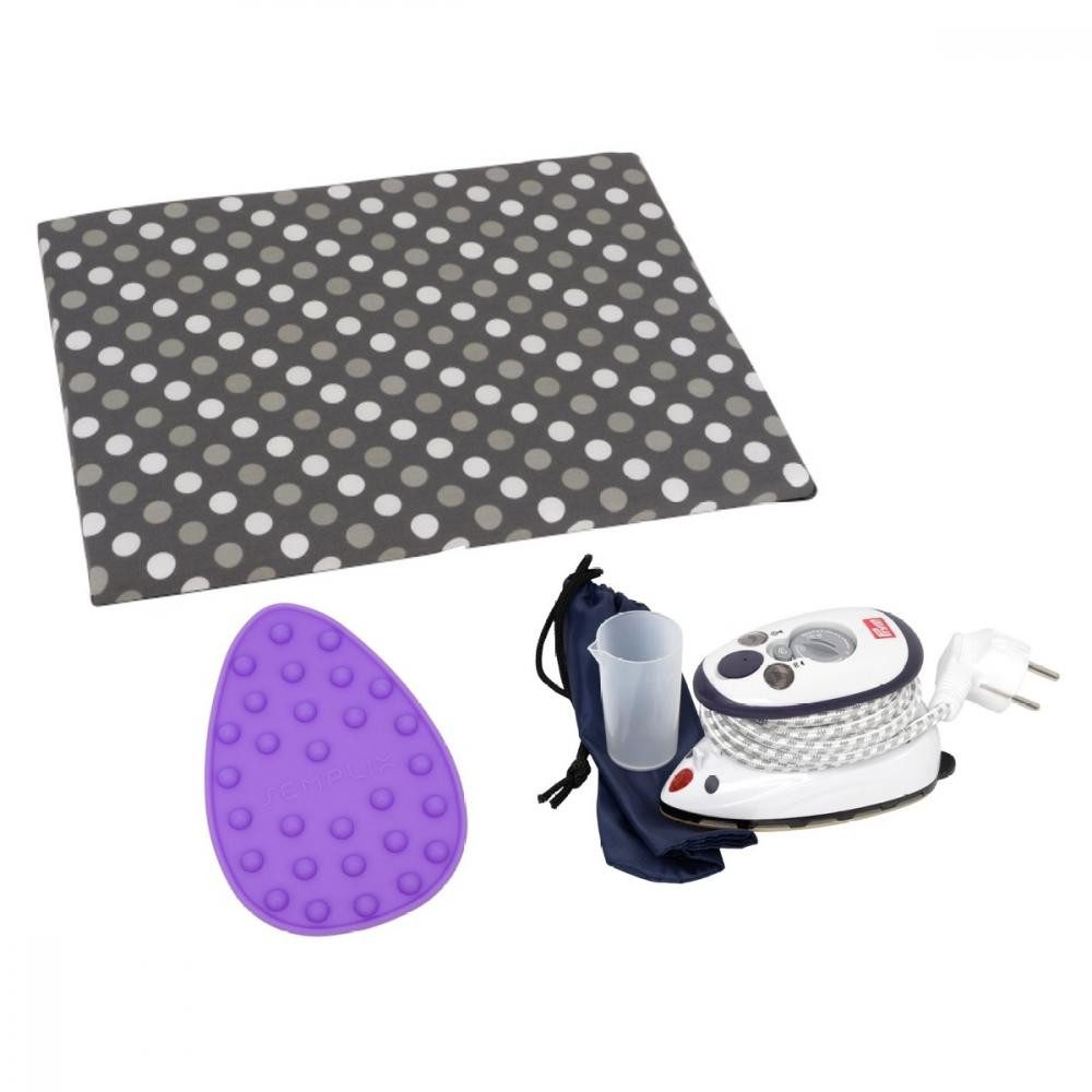 Semplix Dampfbügeleisen - Set mit Prym Mini-Bügeleisen + Bügelunterlage + Ablage, 1800 W