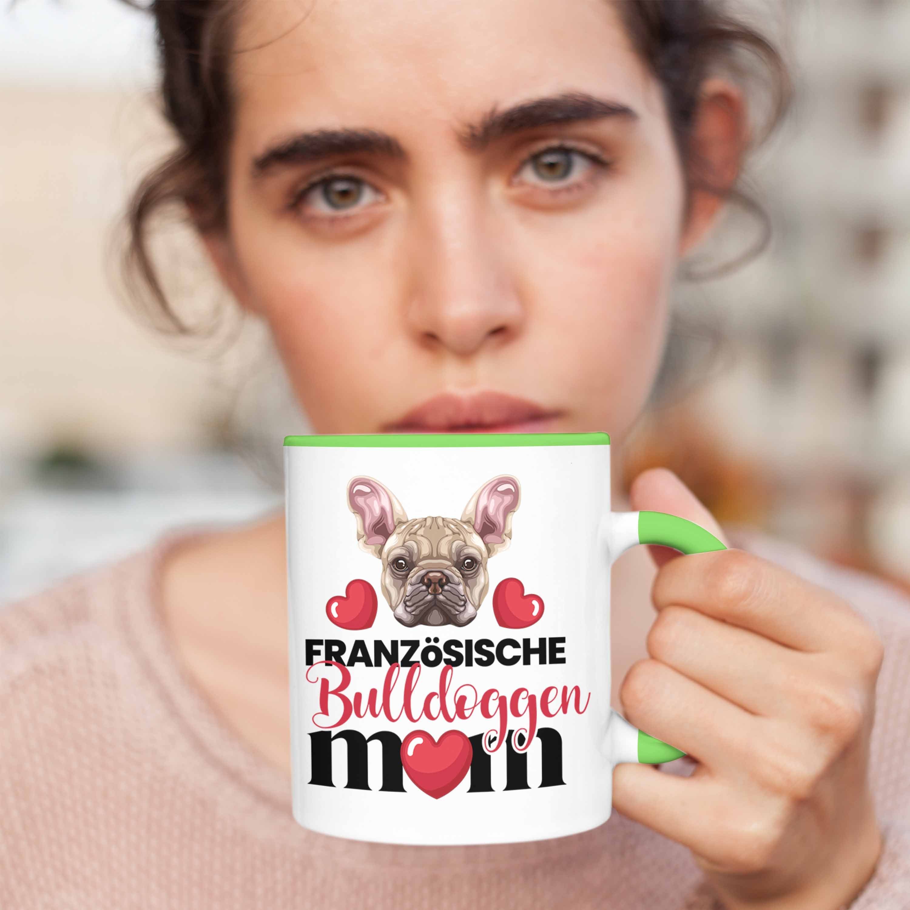 Trendation Tasse Französische Bulldogge Besitzer Grün Lustiger Spruc Mama Mom Geschenk Tasse