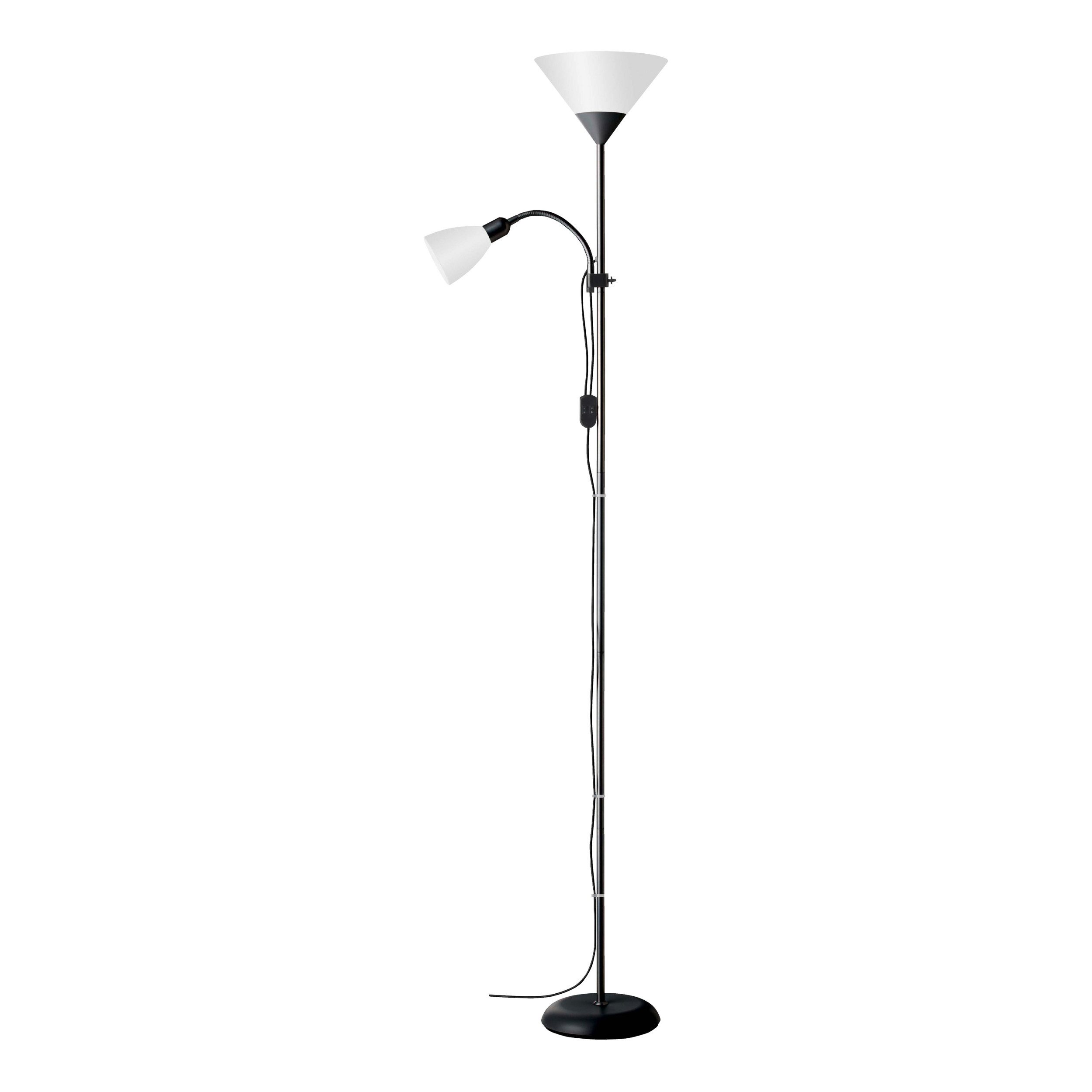 Lightbox Stehlampe, ohne Leuchtmittel, Schlichter Deckenfluter mit Lesearm, H 180 cm, E27/E14 max. 60W/25W. € 34,99