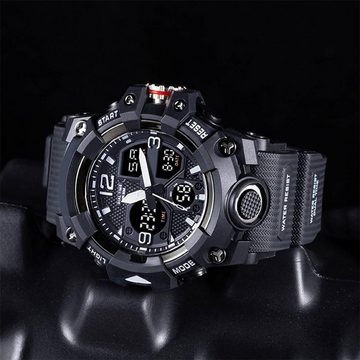 findtime Digitale Herren's Militär Sport Watch (2,2 Zoll), 5ATM Wasserdicht Outdoor mit Licht Alarm Kalender Stoppuhr für Männer