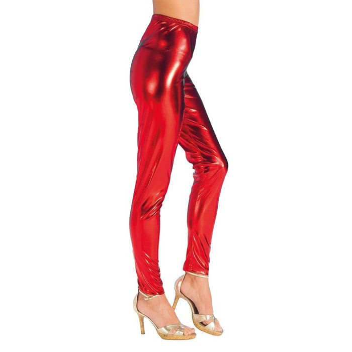 Metamorph Kostüm Leggings rot-metallic Hautenge Hose im glänzenden 80s Look