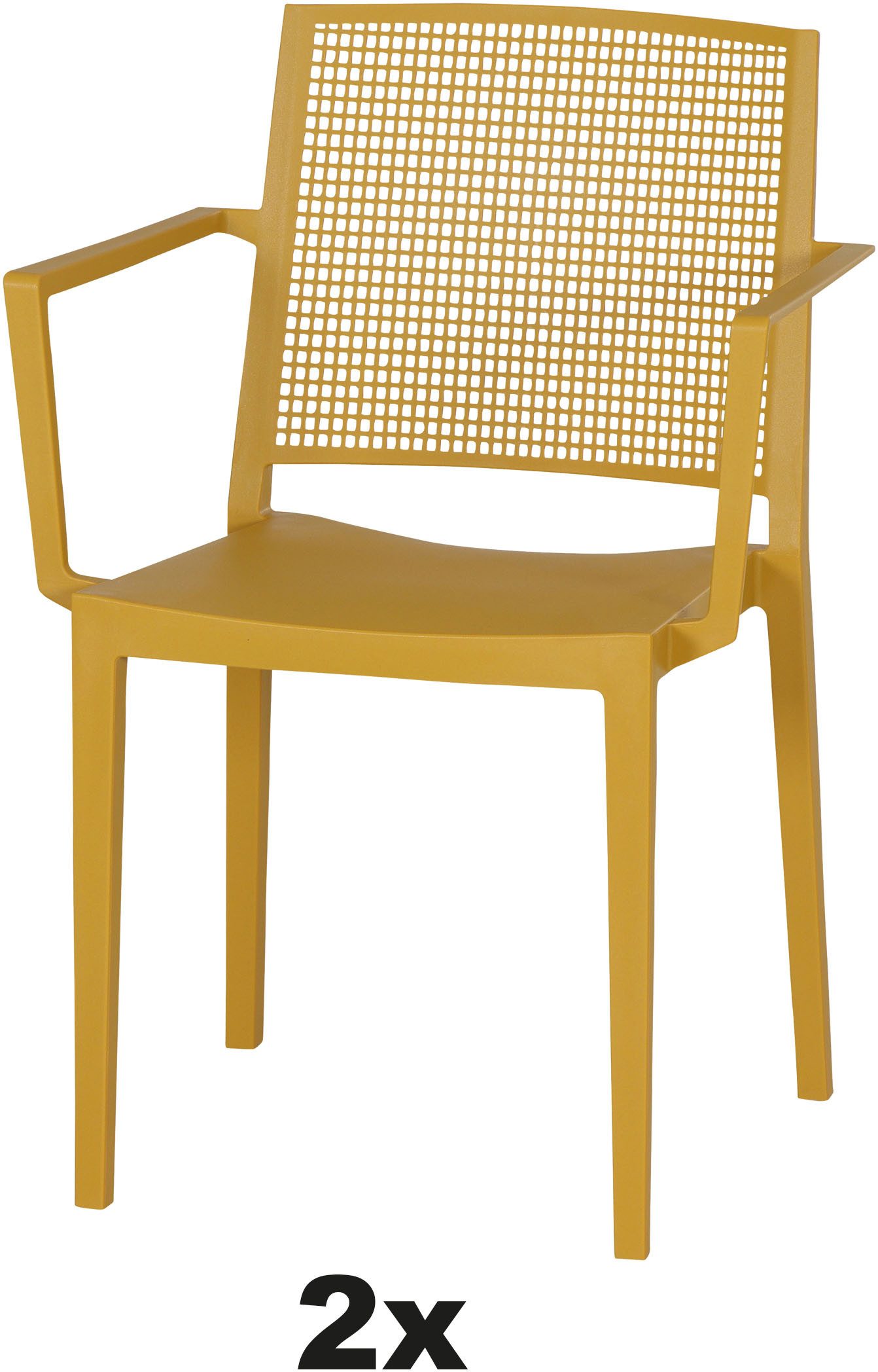 Siena Garden Gartensessel Square 2er Set Stapelsessel mustard (Set, 2-St), Gestell, Polypropylen/Glasfaser