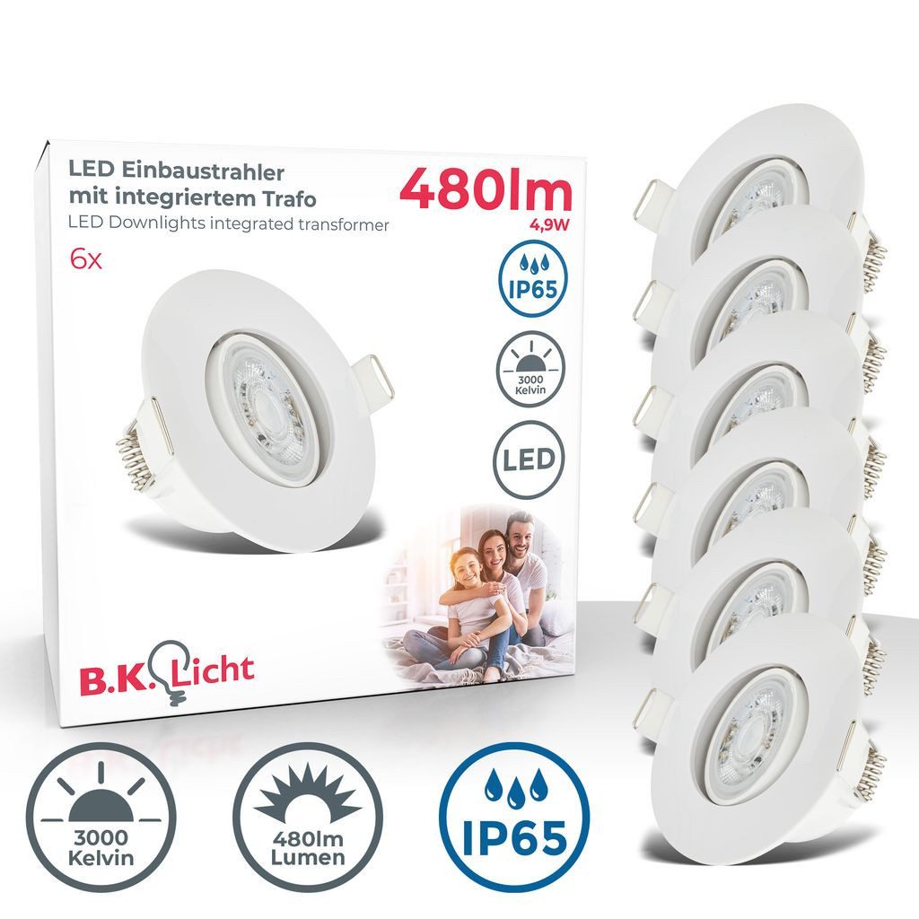 B.K.Licht LED Einbaustrahler 6 LED Bad-Einbauleuchten 230V ultraflach Feuch günstig online kaufen