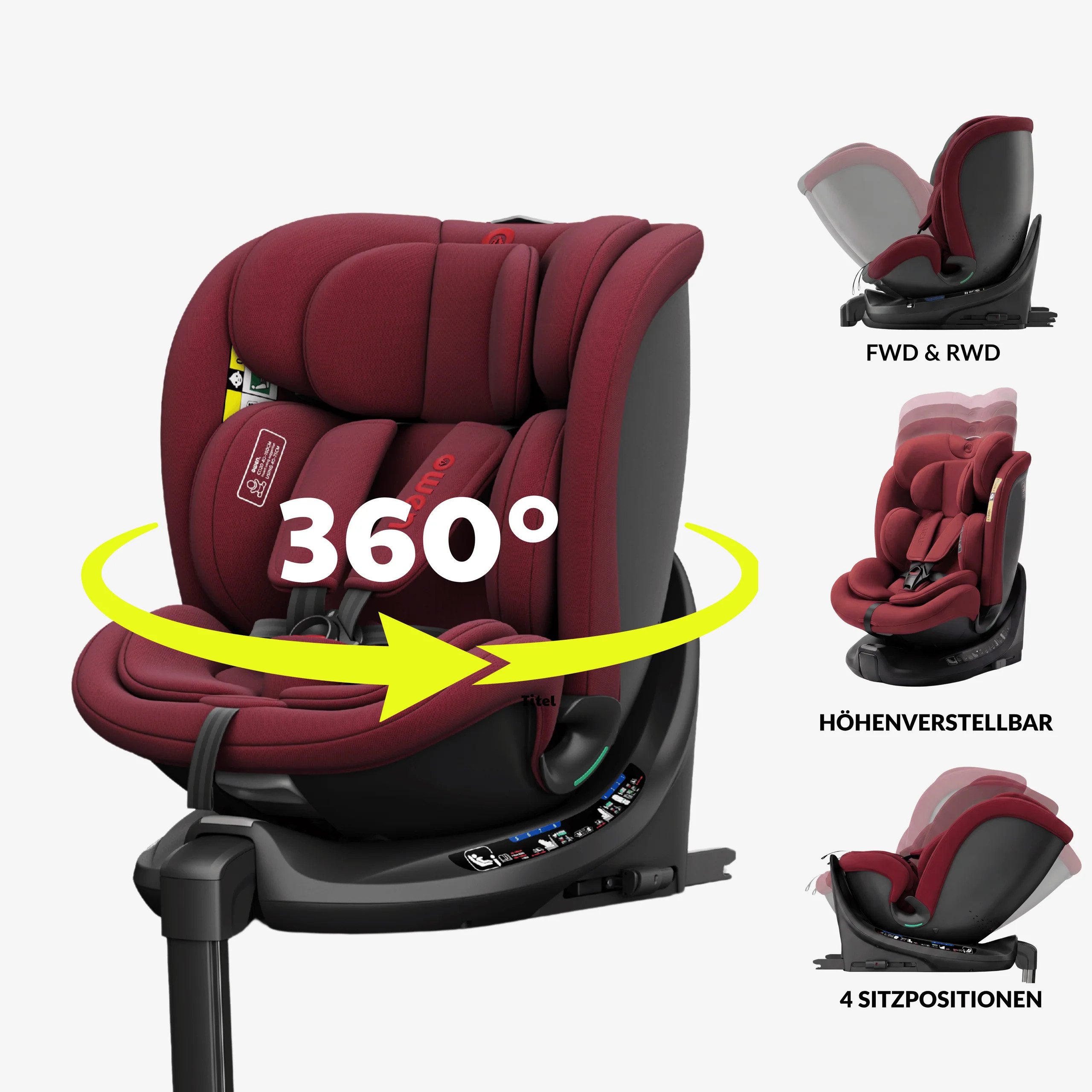 OWEN Autokindersitz OWEN® 3-in-1 Kindersitz mit ISOFIX 360º Comfy, bis: 12, Kombinations-Kindersitz (mitwachsend)