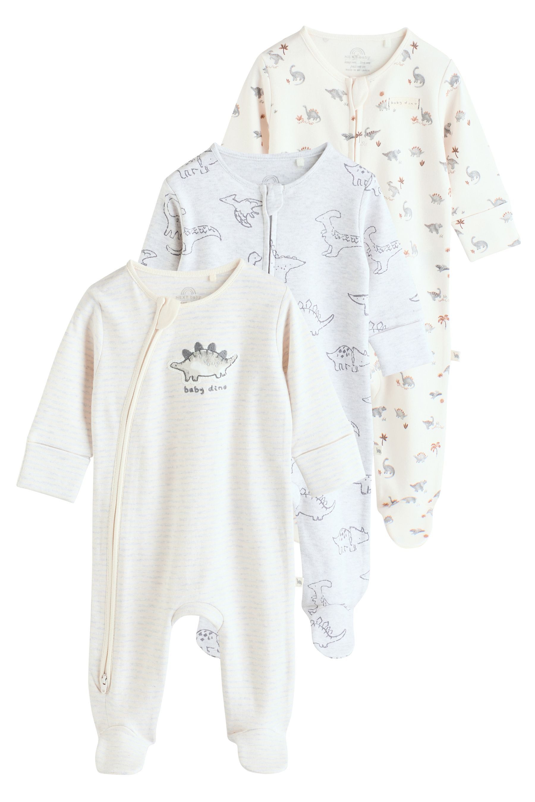Schlafoverall 3er-Pack Babyschlafanzüge mit Zweiwege-RV