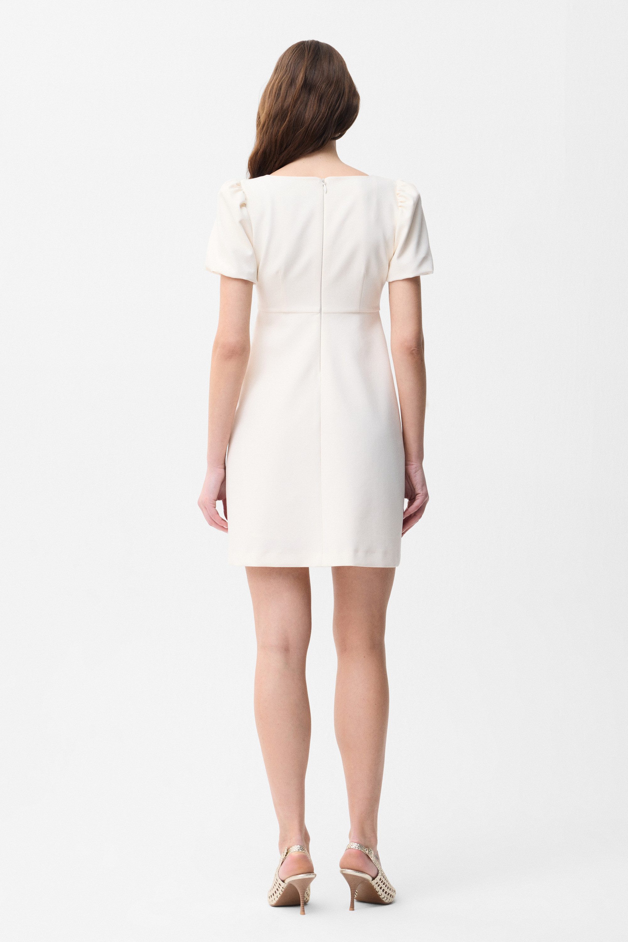 adL Cocktailkleid Kleid mit Ballonärmeln und Knopfleiste vorne