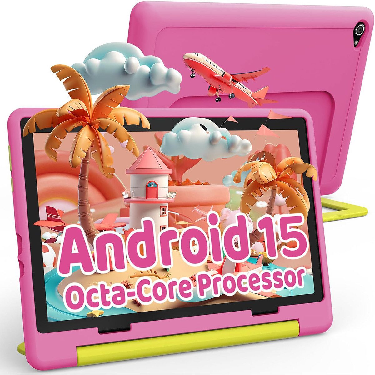 BUFO 10 Zoll Android 15, 20(3+17)GB RAM+64GB, 1280x800 HD IPS, Kinder Tablet (10", 64 GB, Android 15, WiFi 6, Robuste Schutzhülle, Vorinstallierte Lernapps, GMS-Zertifizierung)