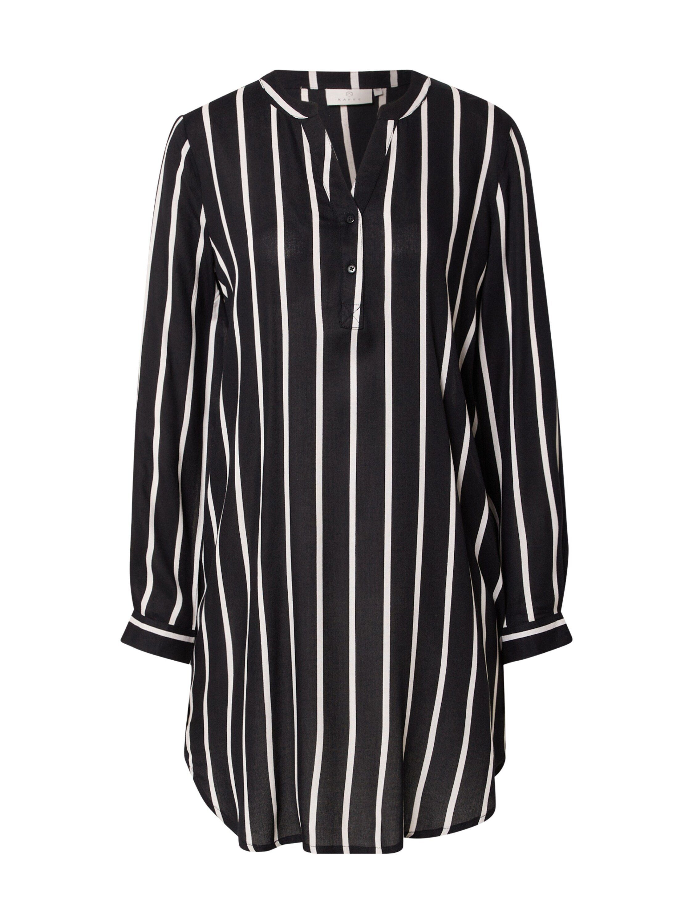 KAFFE Jerseykleid Marana (1-tlg) Weiteres Black / Plain/ohne Drapiert/gerafft Stripe Details, Detail, Chalk