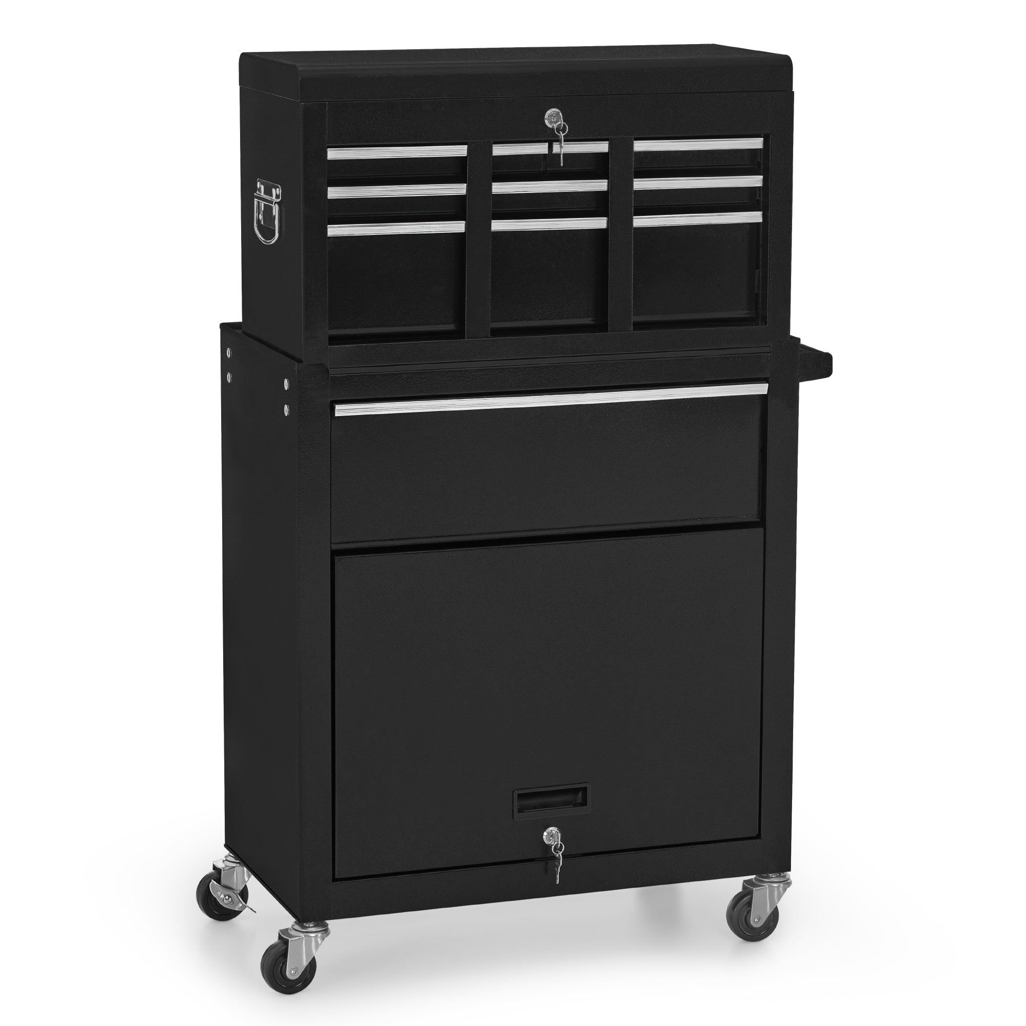 Barberpub Rollwagen BarberPub 2 in 1 Friseurwagen mit 5 Schubladen, mit Rollen, 0097, mit Rollen, mit Schrank & Haken, abschließbar