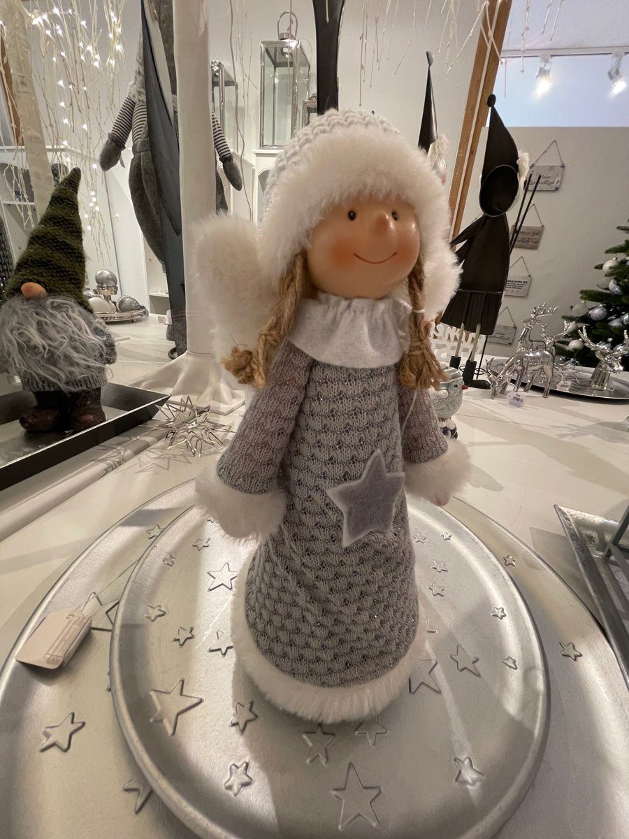 RIFFELMACHER & WEINBERGER Christbaumschmuck Dekofigur Engel 'Lilly' Grau We günstig online kaufen
