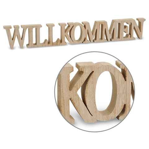 matches21 HOME & HOBBY Dekofigur 3D Holz Schriftzug Willkommen 60x2x8 cm (1 St)