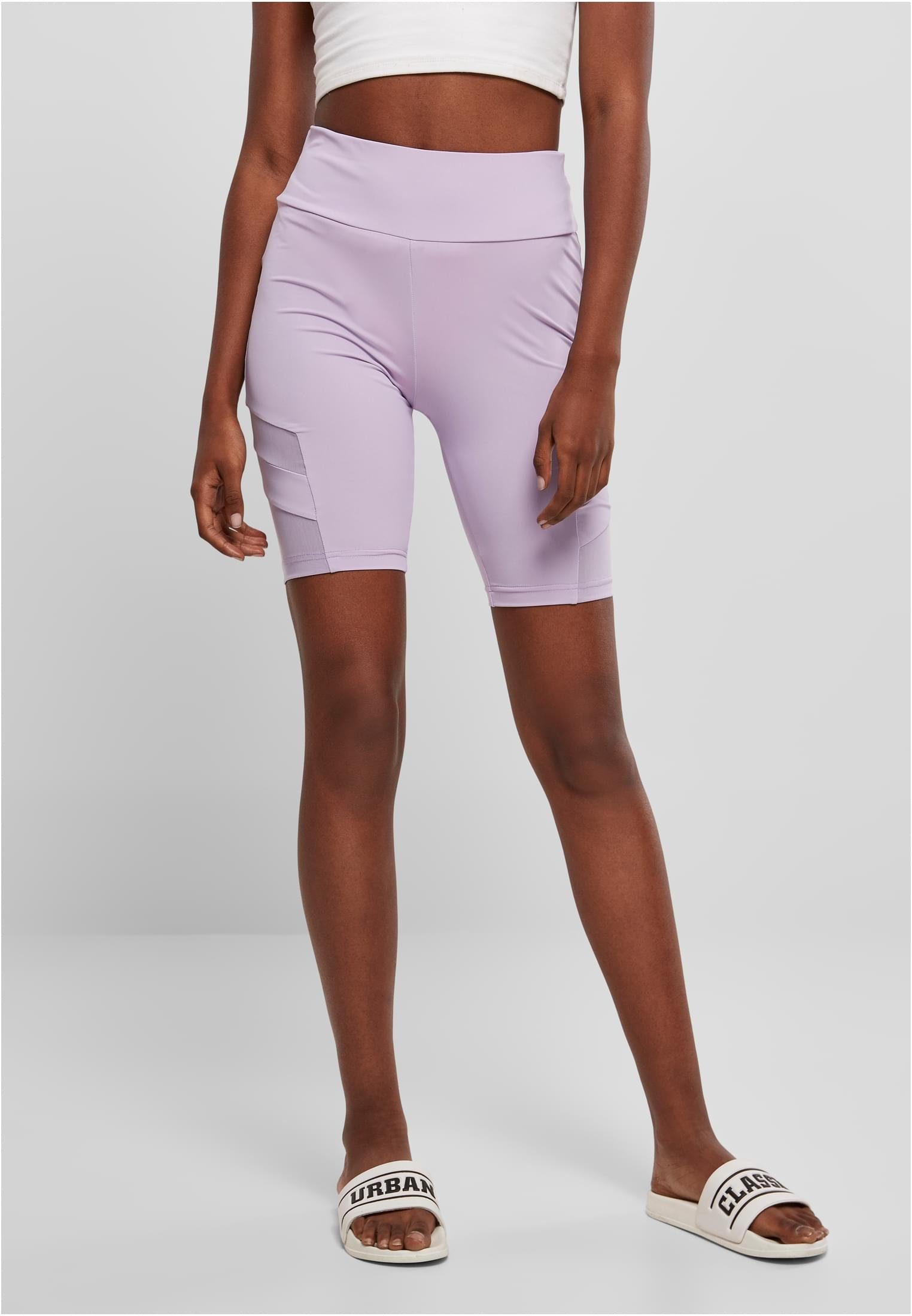 URBAN CLASSICS Stoffhose Damen Ladies High Waist Tech Mesh Cycle Shorts (1-tlg) lilac