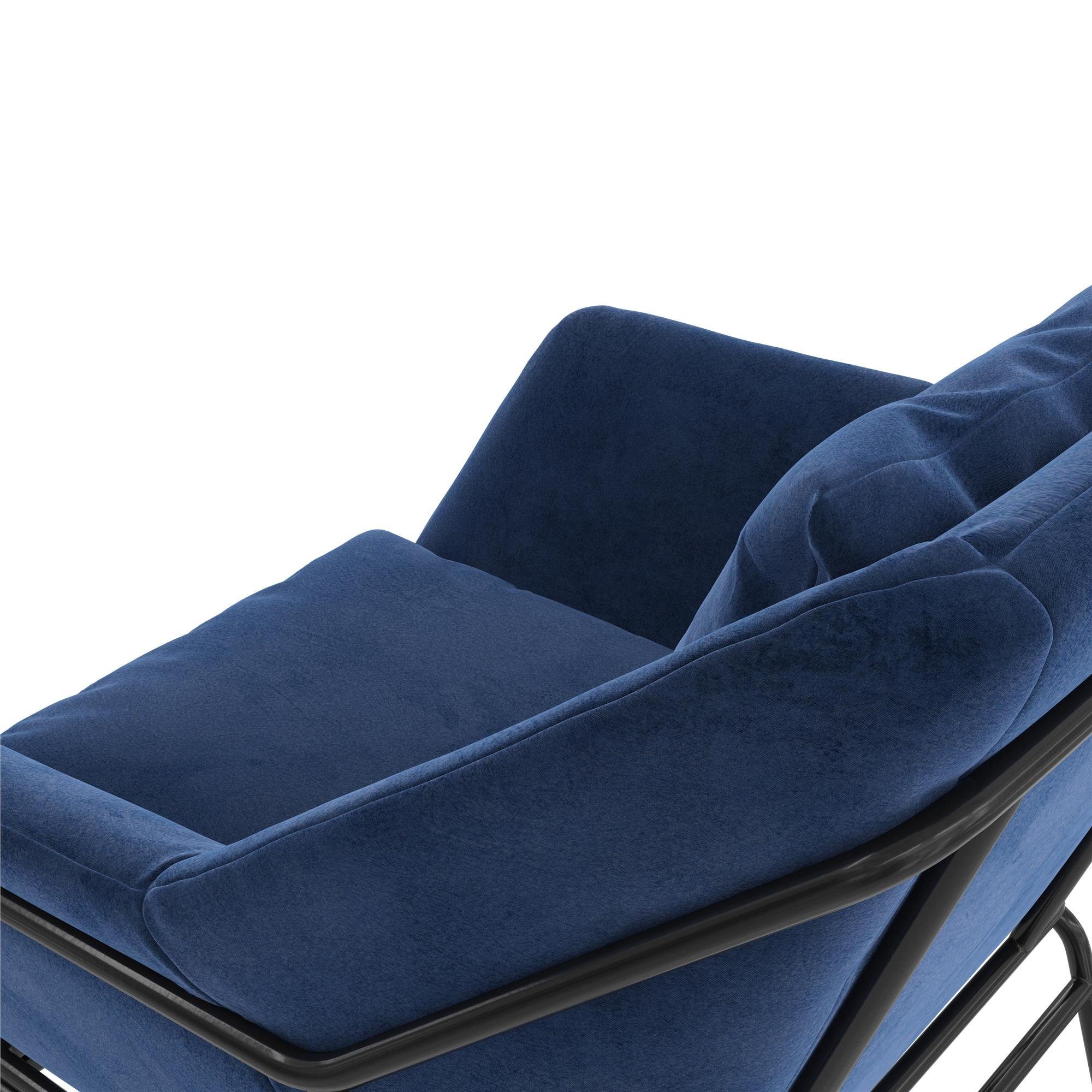 loft24 Sessel ca. Bezug (1-St), cm Sitzhöhe 45,5 Avery Samtoptik, Metallgestell, in blau