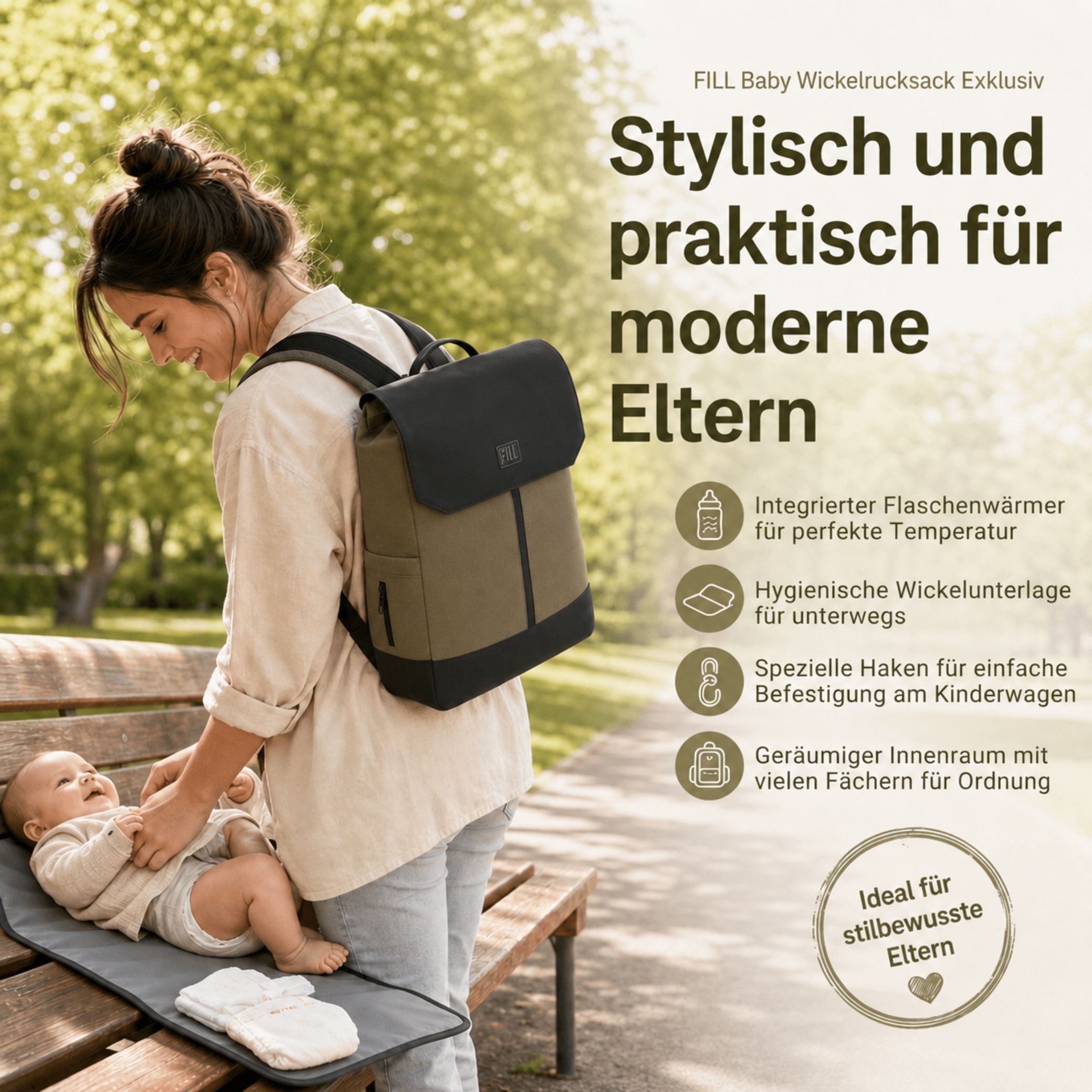 Fillikid Wickeltasche Wickelrucksack Osaka Exklusiv