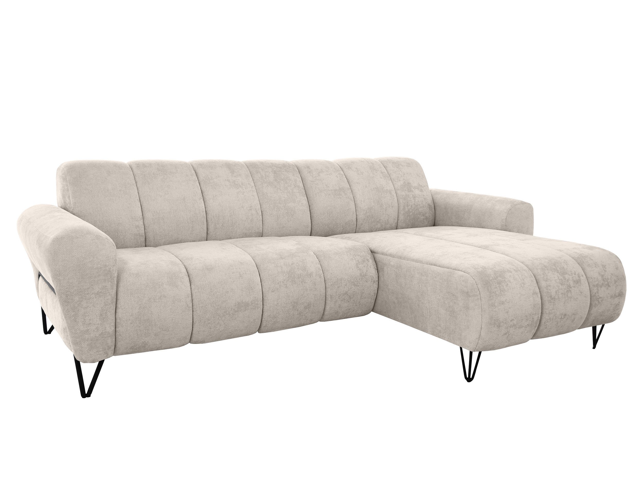 Beautysofa Ecksofa mit schwarzen Metallbeinen VOLARE MINI, mit modernem Design und hohem Sitzkomfort, ohne Schlaffunktion