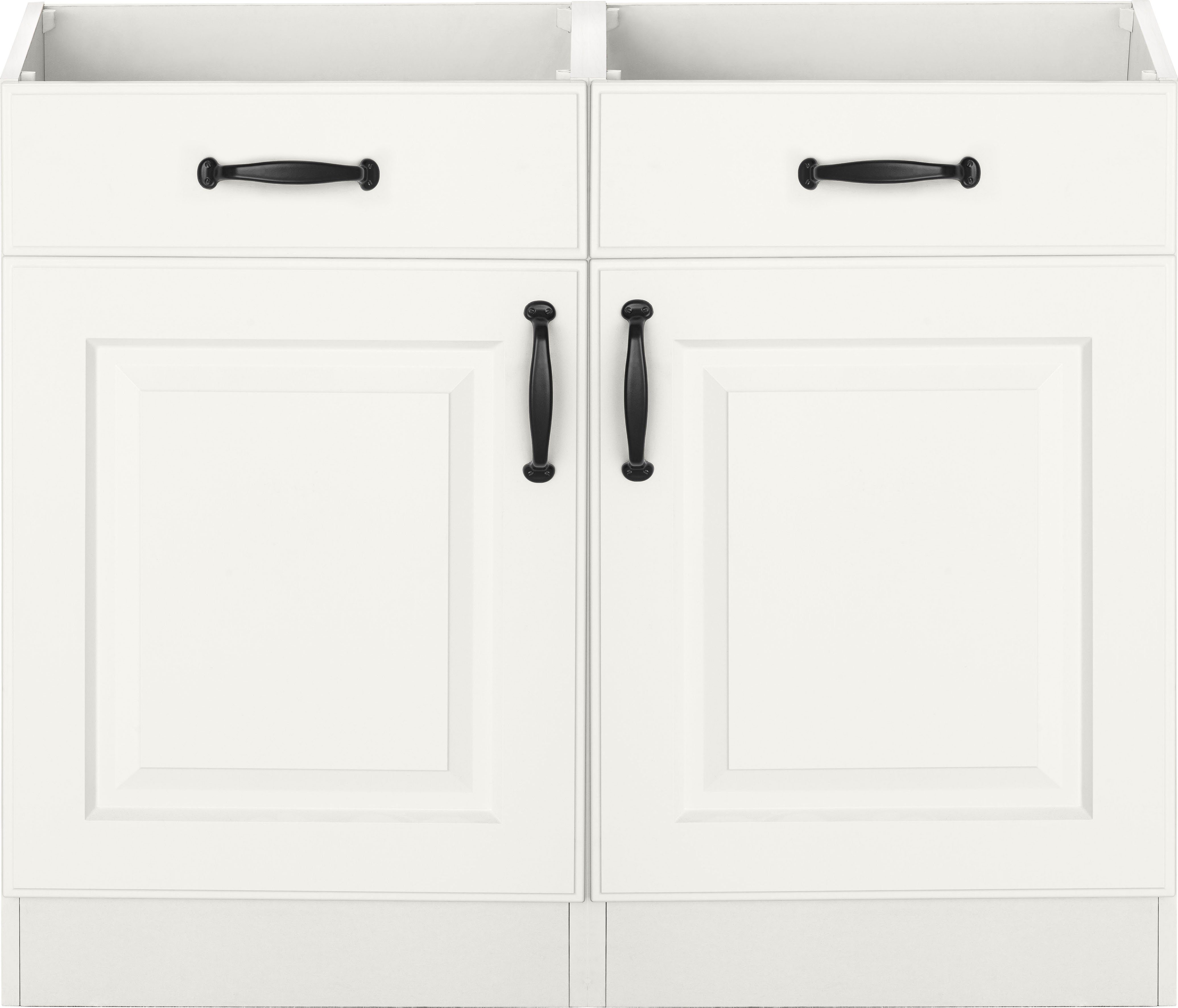 wiho Küchen Unterschrank Erla Kassettenfront, Arbeitsplatte ohne mit Weiß breit 100 Weiß/Weiß cm 