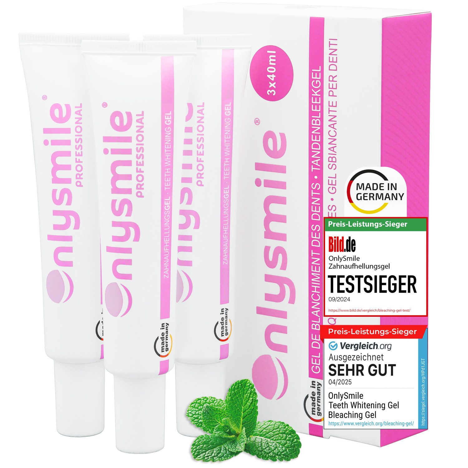 OnlySmile Zahnbleaching-Gel Zahnaufhellung Gel - Testsieger - Teeth Whitening Gel für Weiße Zähne, Zahnaufhellung, Bleaching Gel, Aufhellen, Weiße Zähne