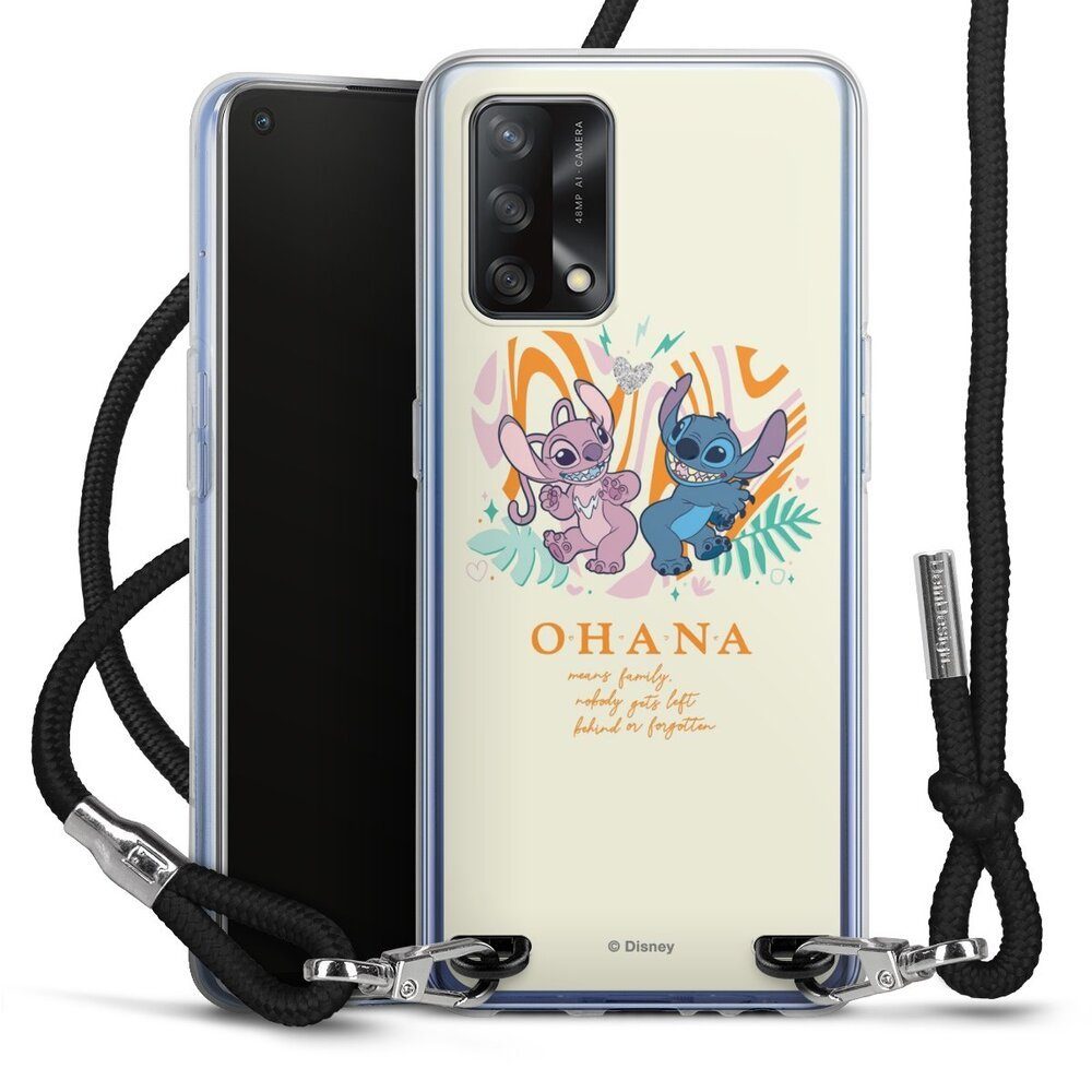 DeinDesign Handyhülle Lilo & Stitch Offizielles Lizenzprodukt Disney Stitch and Angel, Oppo A74 Handykette Hülle mit Band Case zum Umhängen Cover mit Kette