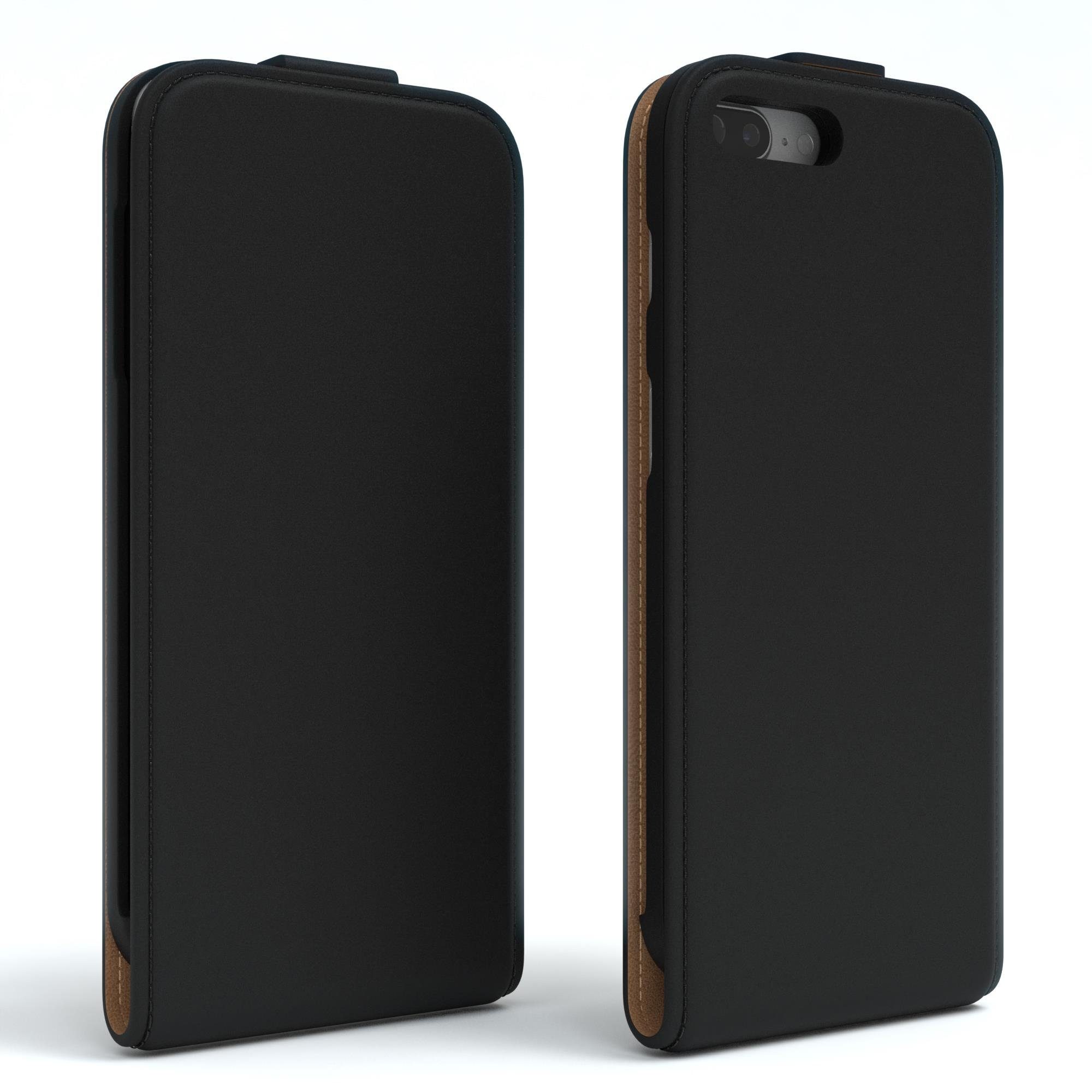 EAZY CASE Handyhülle Flipcase für Apple iPhone 8 Plus / iPhone 7+ 5,5 Zoll, Tasche Klapphülle Handytasche zum Aufklappen Etui Kunstleder Schwarz