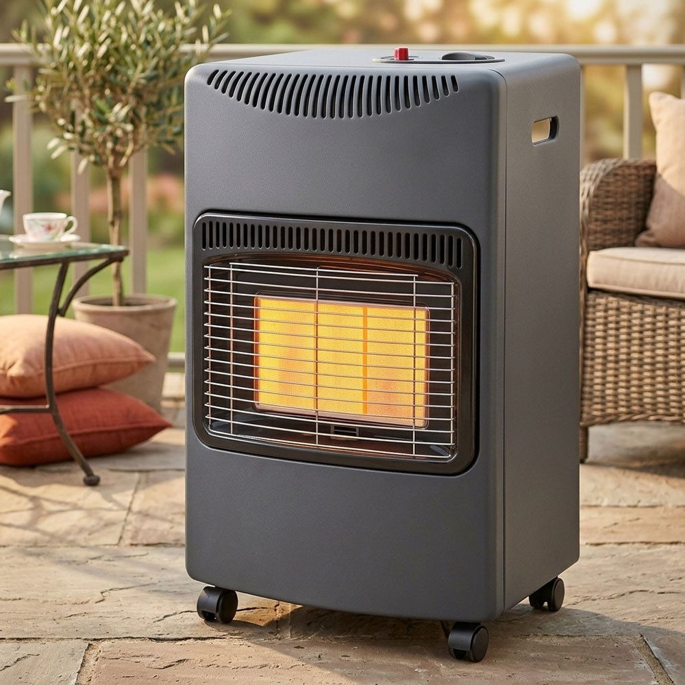 Expo Börse Infrarotstrahler, Infrarot Gasheizung Heizstrahler ODS Ventil 4,2 kW Schwarz H 72 cm