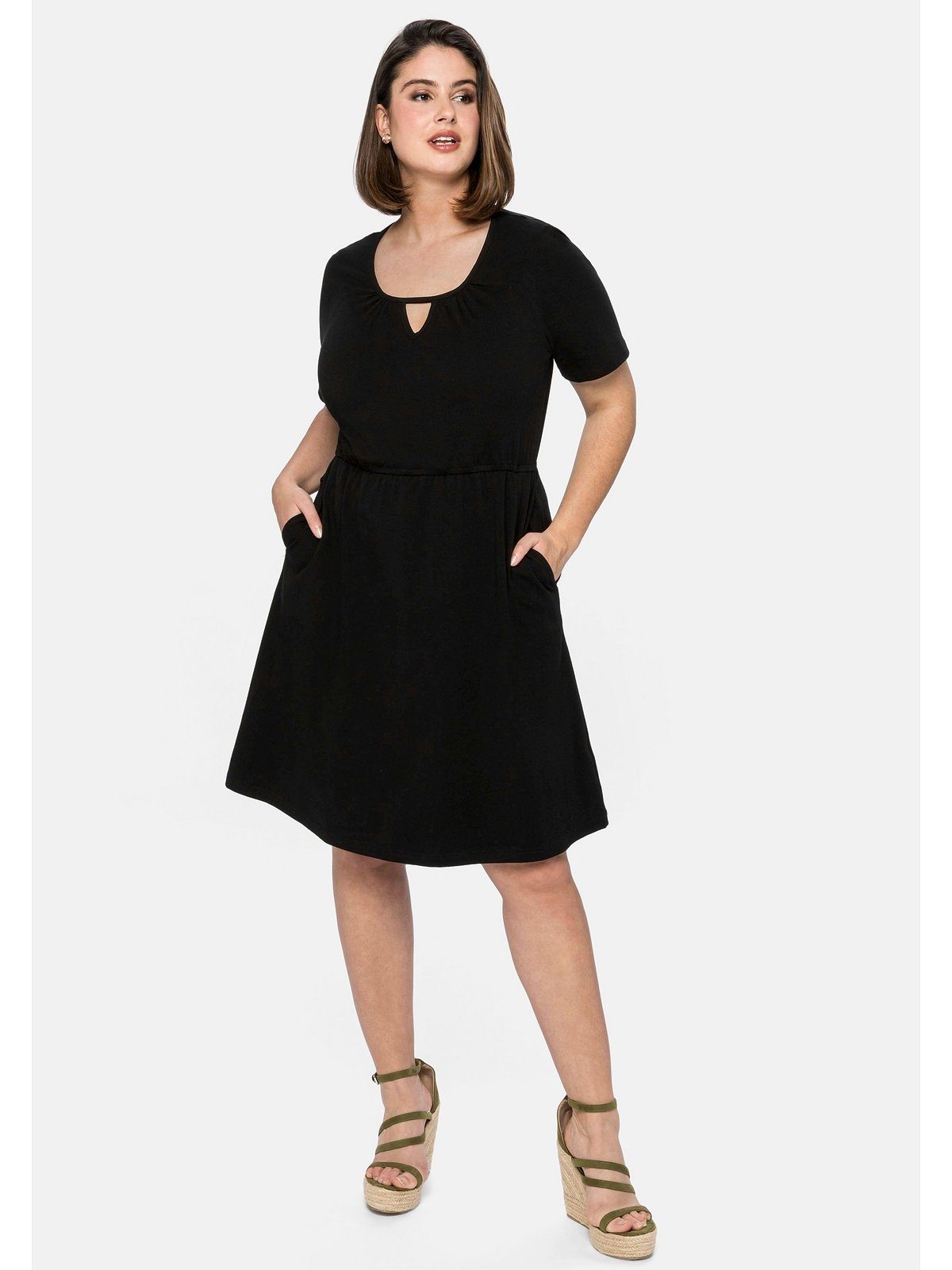 Sheego Jerseykleid Große Größen mit Cut-out günstig online kaufen