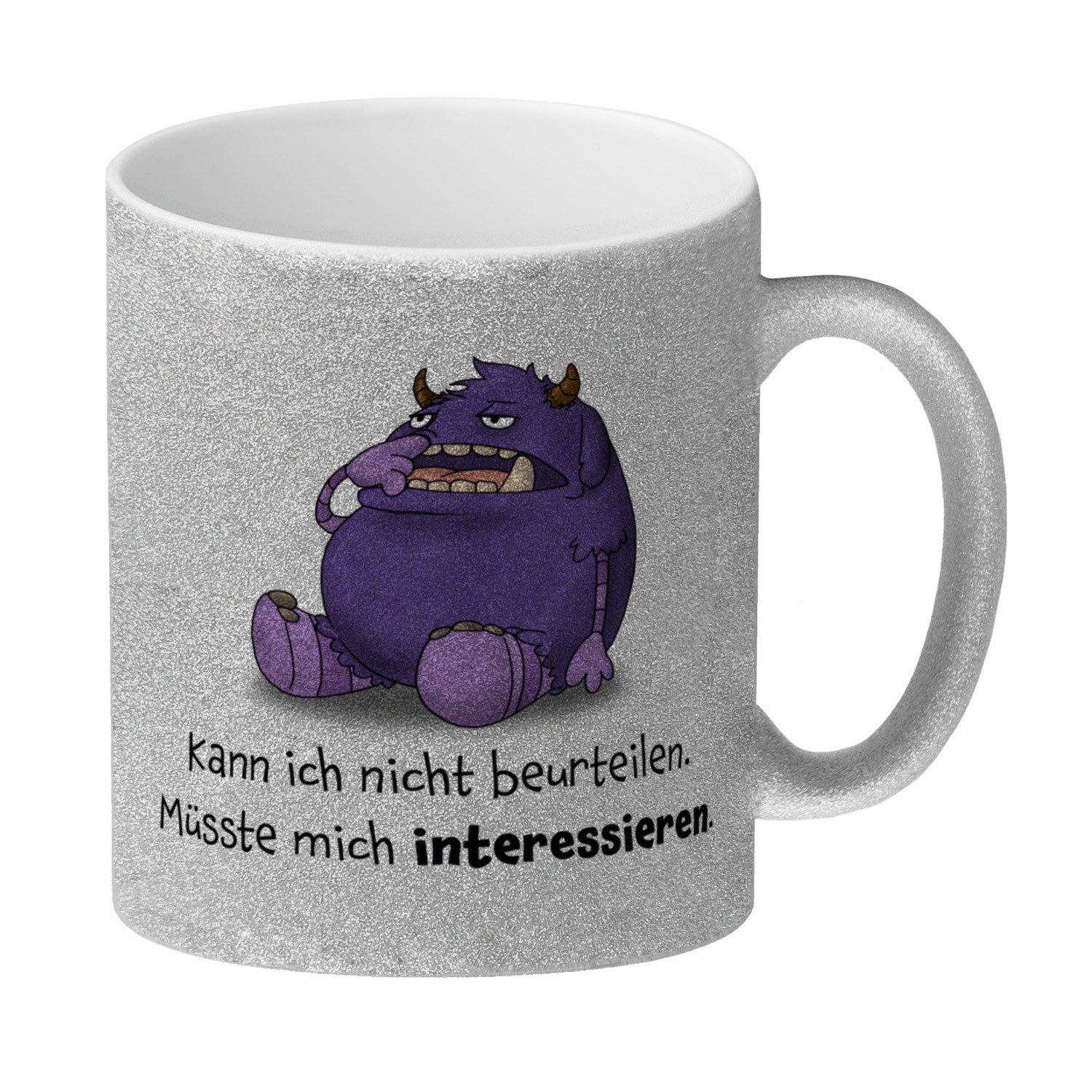 speecheese Tasse Freches Monster in lila GlitzerKaffeebecher mit