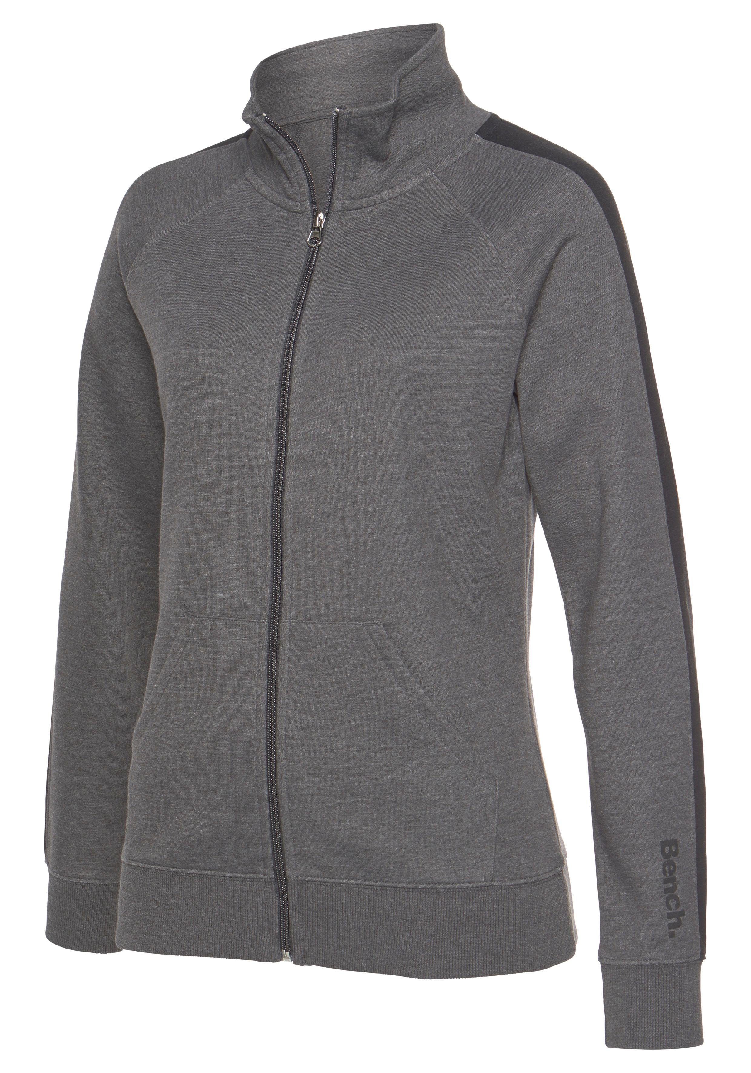 Bench. Loungewear Sweatjacke mit Seitenstreifen und Stehkragen, Loungewear