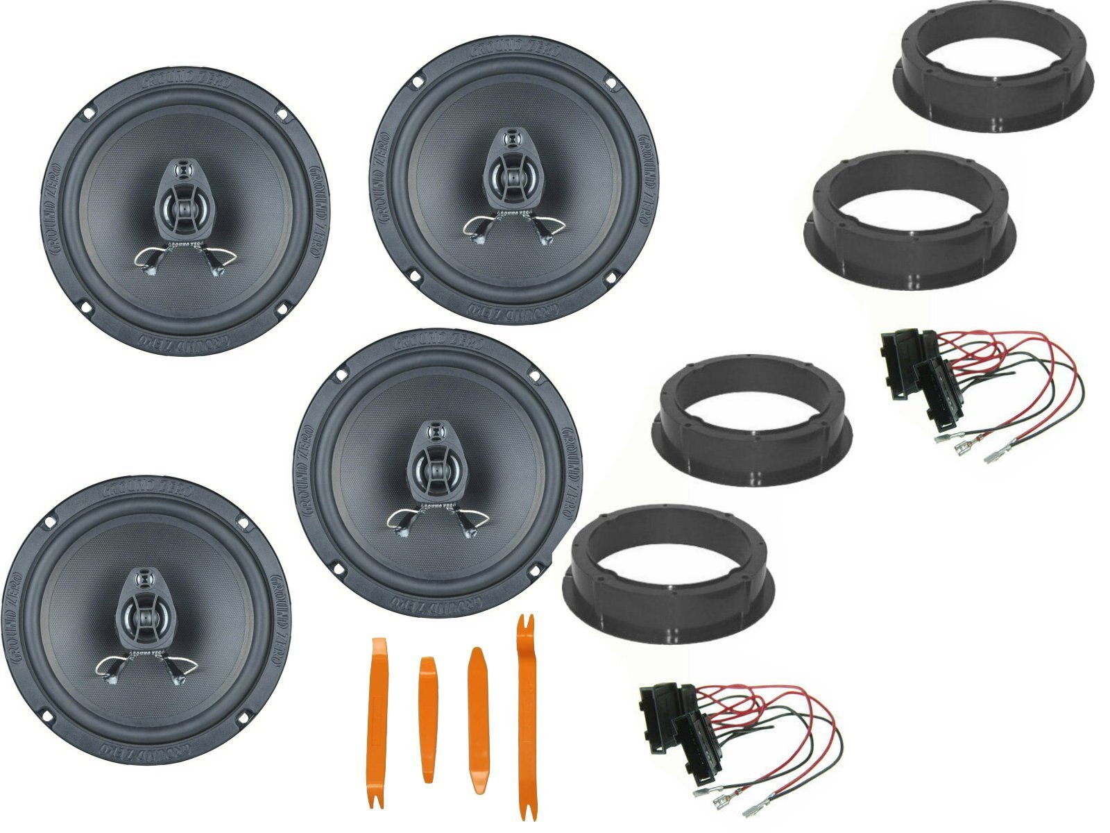DSX Ground Zero Set für VW Golf 6 BJ 08-13 Tür Vorn Hinten 480 W Bügel Auto-Lautsprecher (160 W)