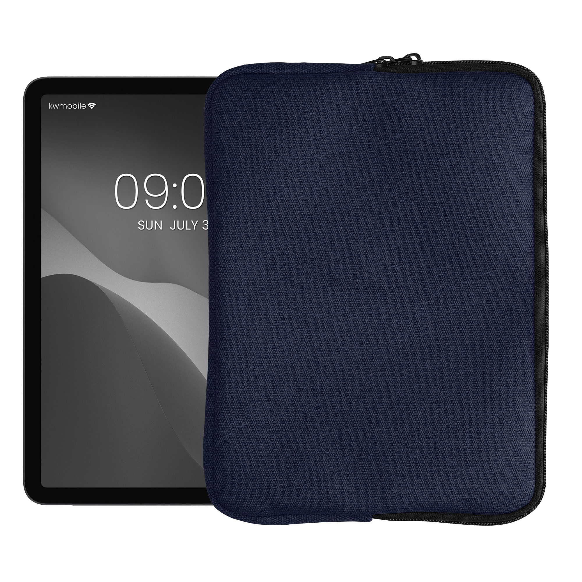 kwmobile Tablet-Hülle Schutzhülle aus Canvas für 9,7"-11" Tablet Hülle Canvashülle, Canvashülle für Tablet mit Reißverschluss - Dunkelblau