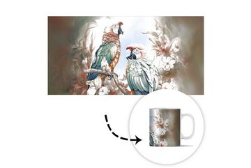 MuchoWow Tasse Papageien - Vögel - Natur - Blumen, Keramik, Kaffeetassen, Teetasse, Becher, Teetasse, Geschenk