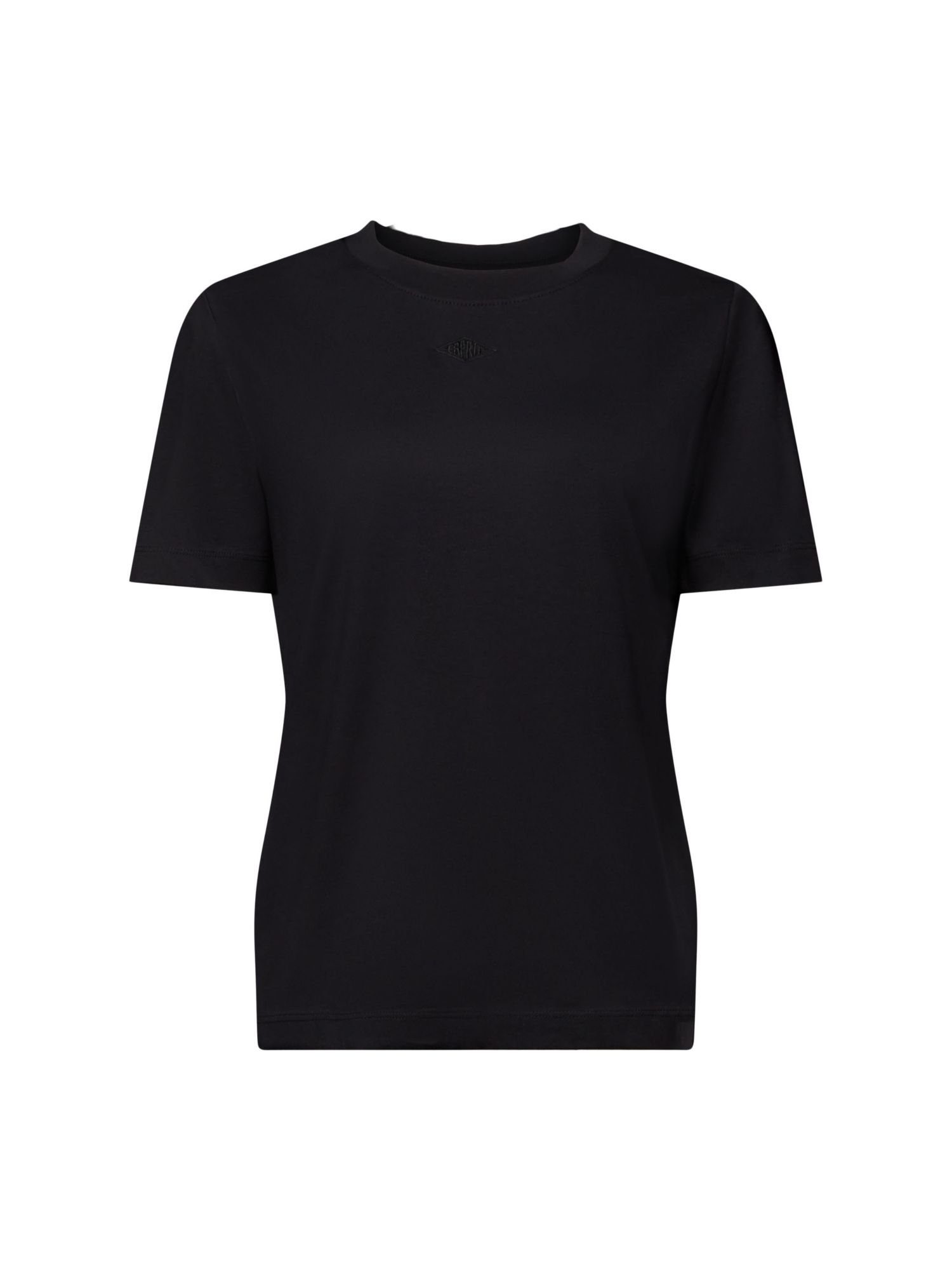 T-Shirt (1-tlg) BLACK mit T-Shirt Logostickerei Esprit