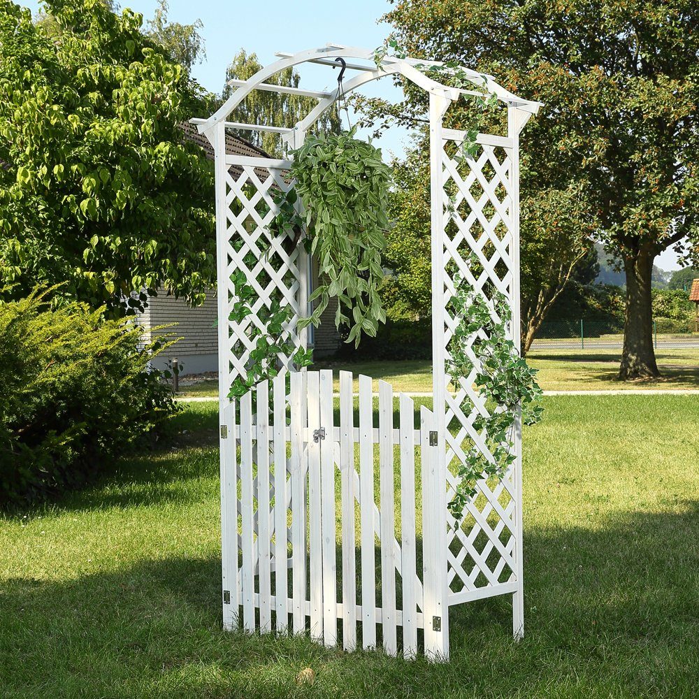 Feel2Home Rosenbogen Rankgitter mit Tür, Gartenbogen Spalier für Rosen & Kletterpflanzen Stück, 1 Rosenbogen mit Tür als Rankhilfe für Kletterpflanzen, Rosenbogen mit Tür und Rankgitter für Kletterpflanzen im Garten