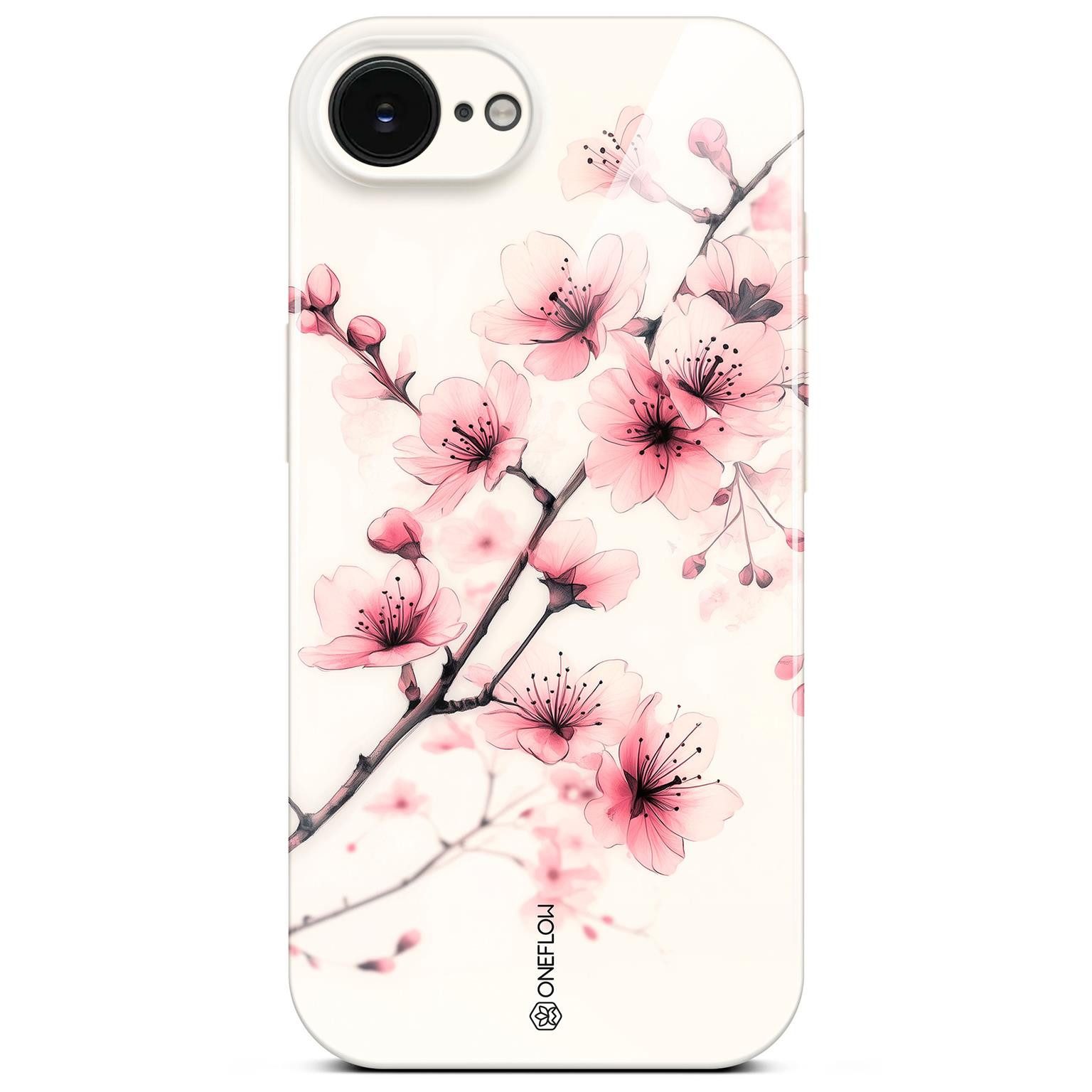 ONEFLOW Handyhülle für iPhone 16e Hülle dünn Flower Cover Rosa Weiß 6,1 Zoll, Blumen Muster Handy Schutzhülle in Floral Design Case mit Kameraschutz