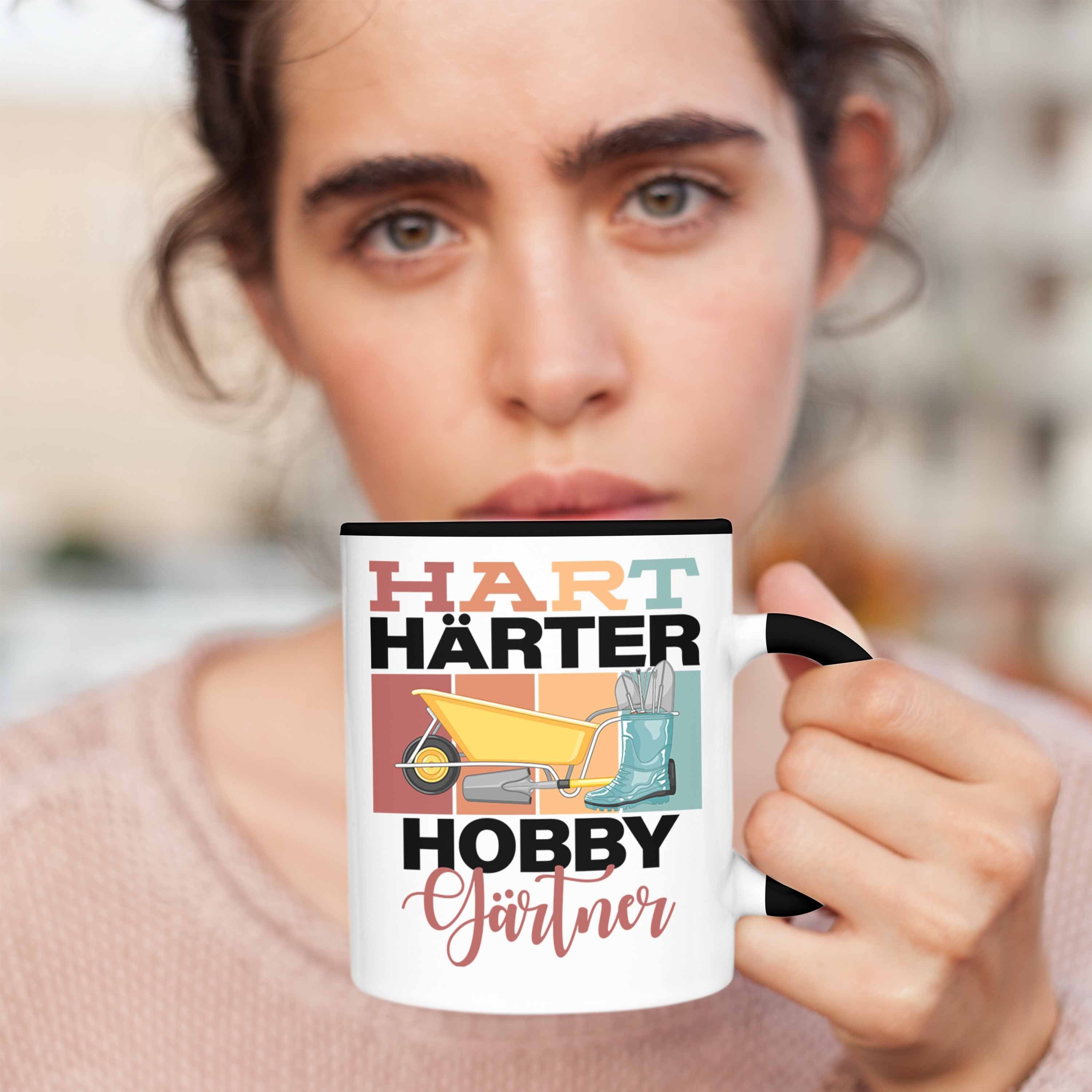 Geschenkidee Tasse Spruch Tasse "Hart Lustige Schwarz Hobbyg Hobbygärtner Trendation Härter für