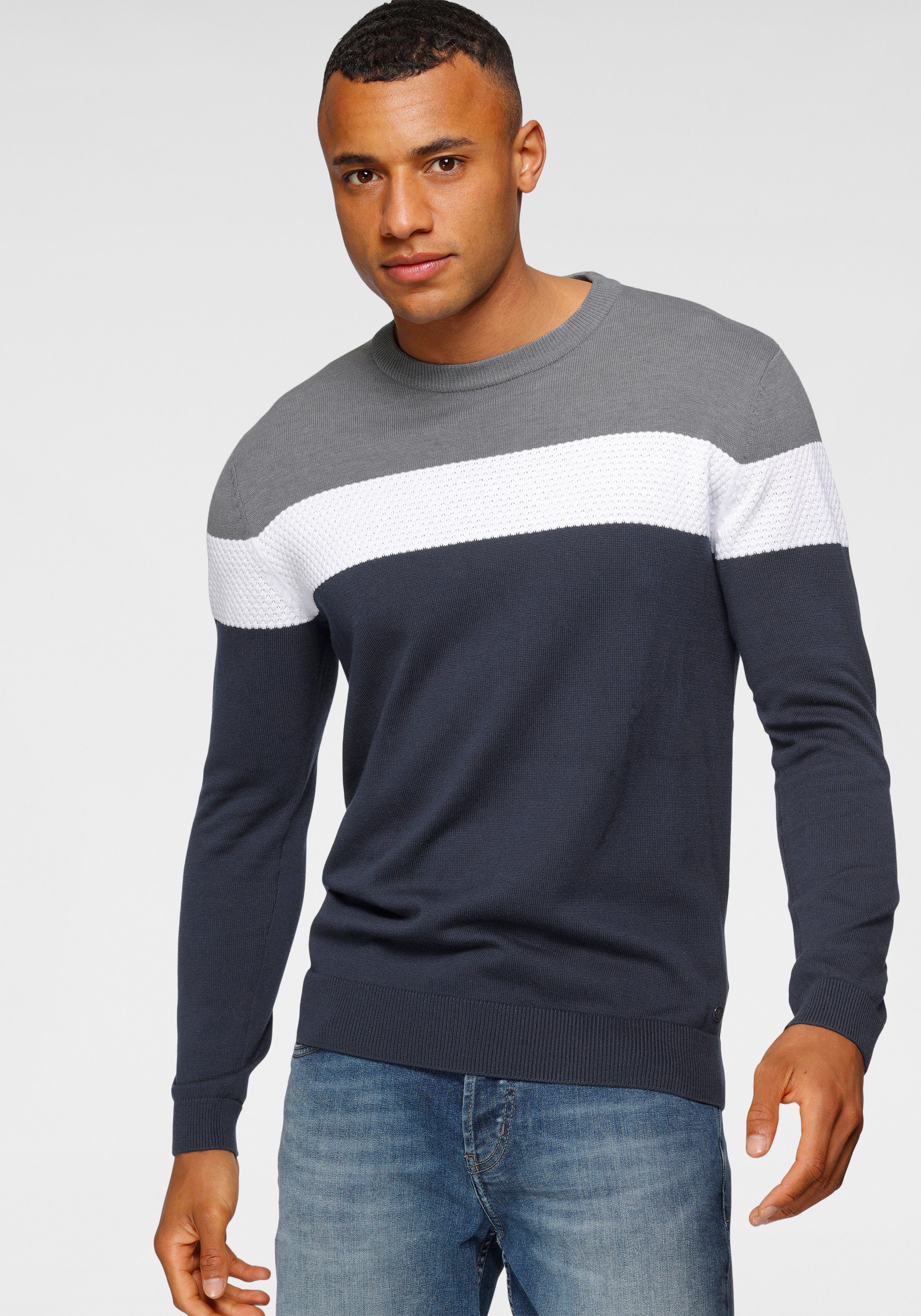 H.I.S Rundhalspullover neue Farben! Colorblocking, in günstig online kaufen