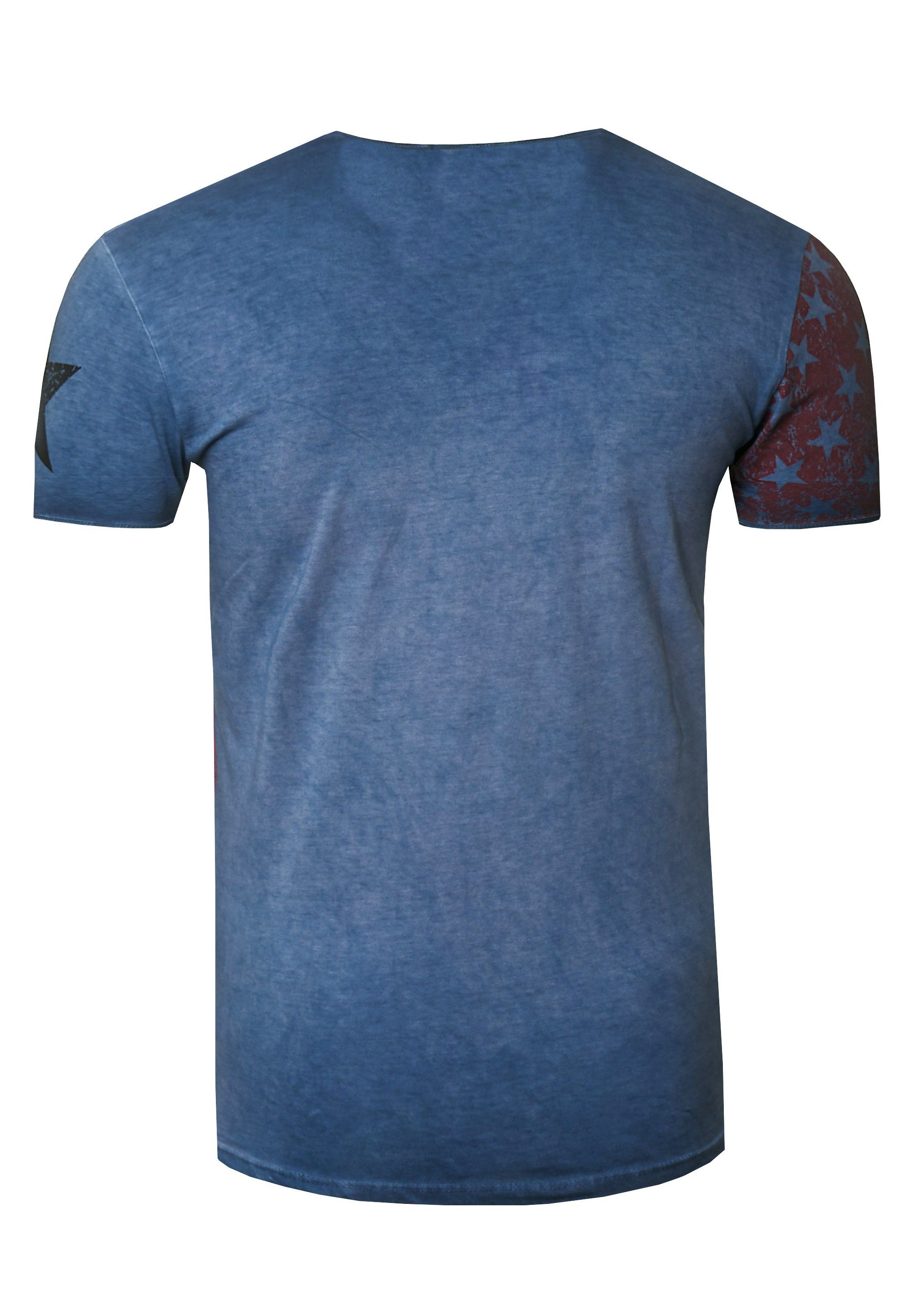 Rusty Neal T-Shirt mit V-Neck indigo