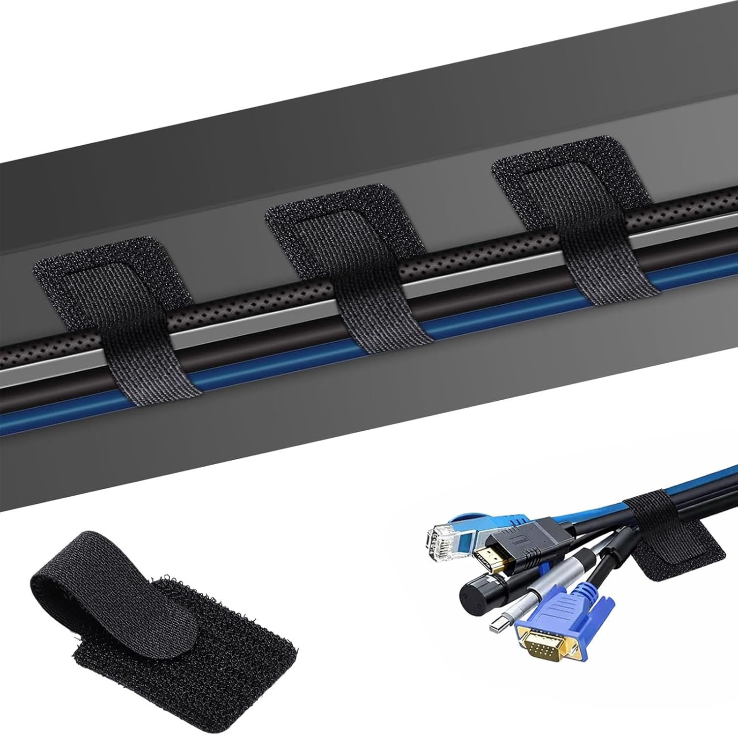 SURFOU Kabelbinder Kabelhalter selbstklebend 60er Set für Kabelmanagement