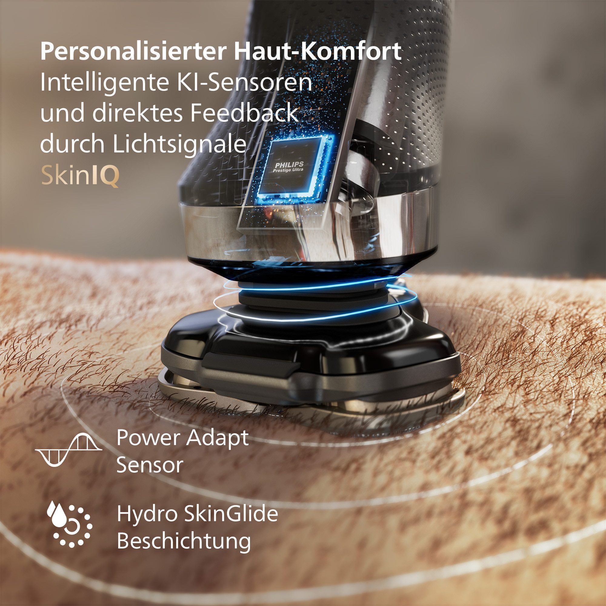 Philips Elektrorasierer Series i9000 X9001/10, integrierter Präzisionstrimmer, mit SkinIQ Technologie, inkl. Reiseetui – Bild 5 von 5