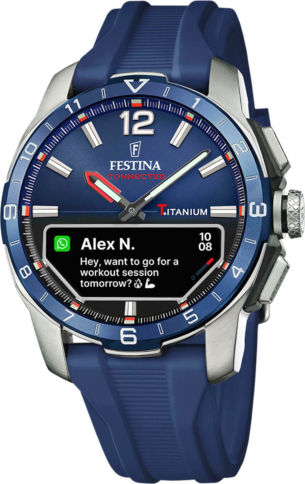 Festina Connected D Smartwatch, Armbanduhr, Herrenuhr, Titan, Silikonarmband