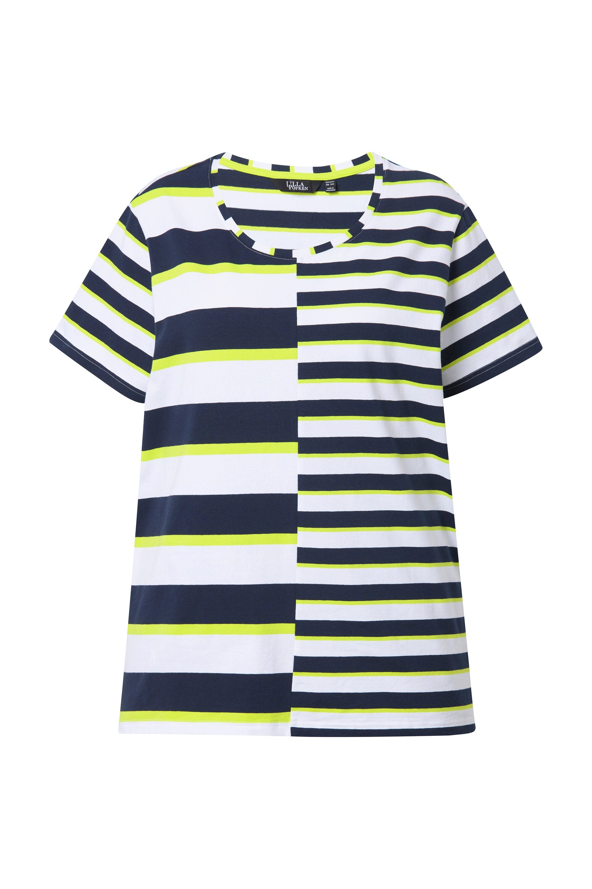 Ulla Popken T-Shirt T-Shirt Streifenmix Relaxed Rundhals Halbarm günstig online kaufen