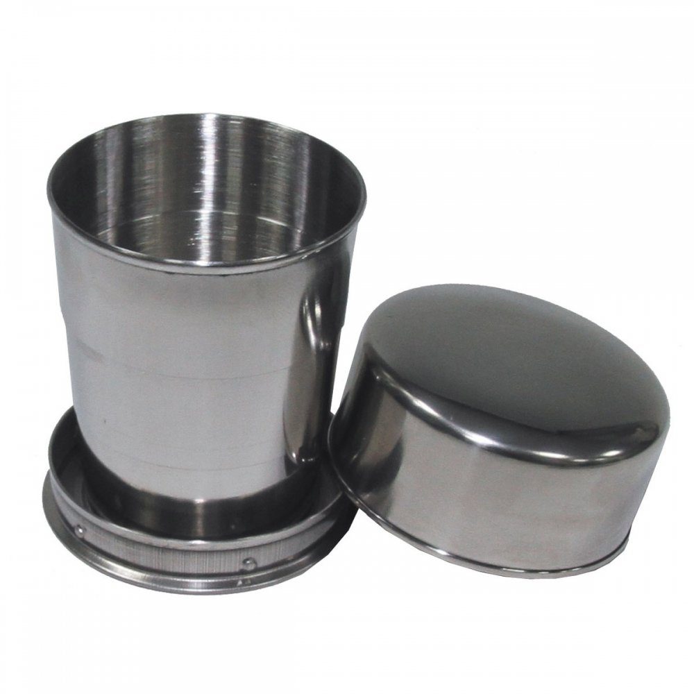 MFH Becher Trinkbecher, Teleskop, Edelstahl, 15 cl, Edelstahl, platzsparend faltbar