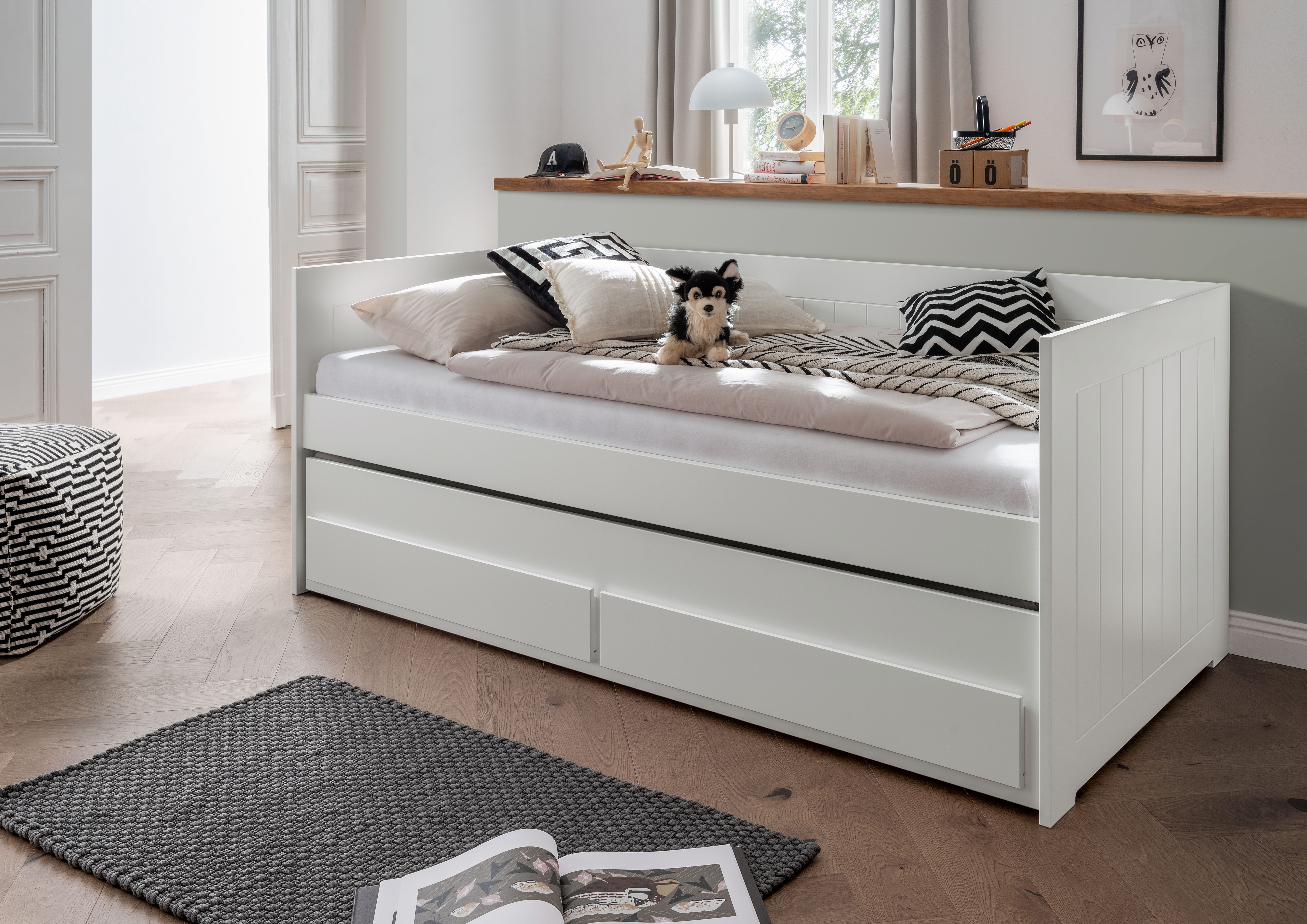 Wohnglücklich Bettschubkasten Emma, Als Auszugsbett nutzbar