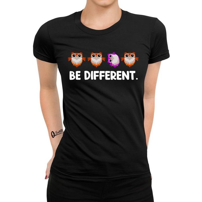 Quattro Formatee Kurzarmshirt Be Different Eulen Damen T-Shirt (1-tlg)