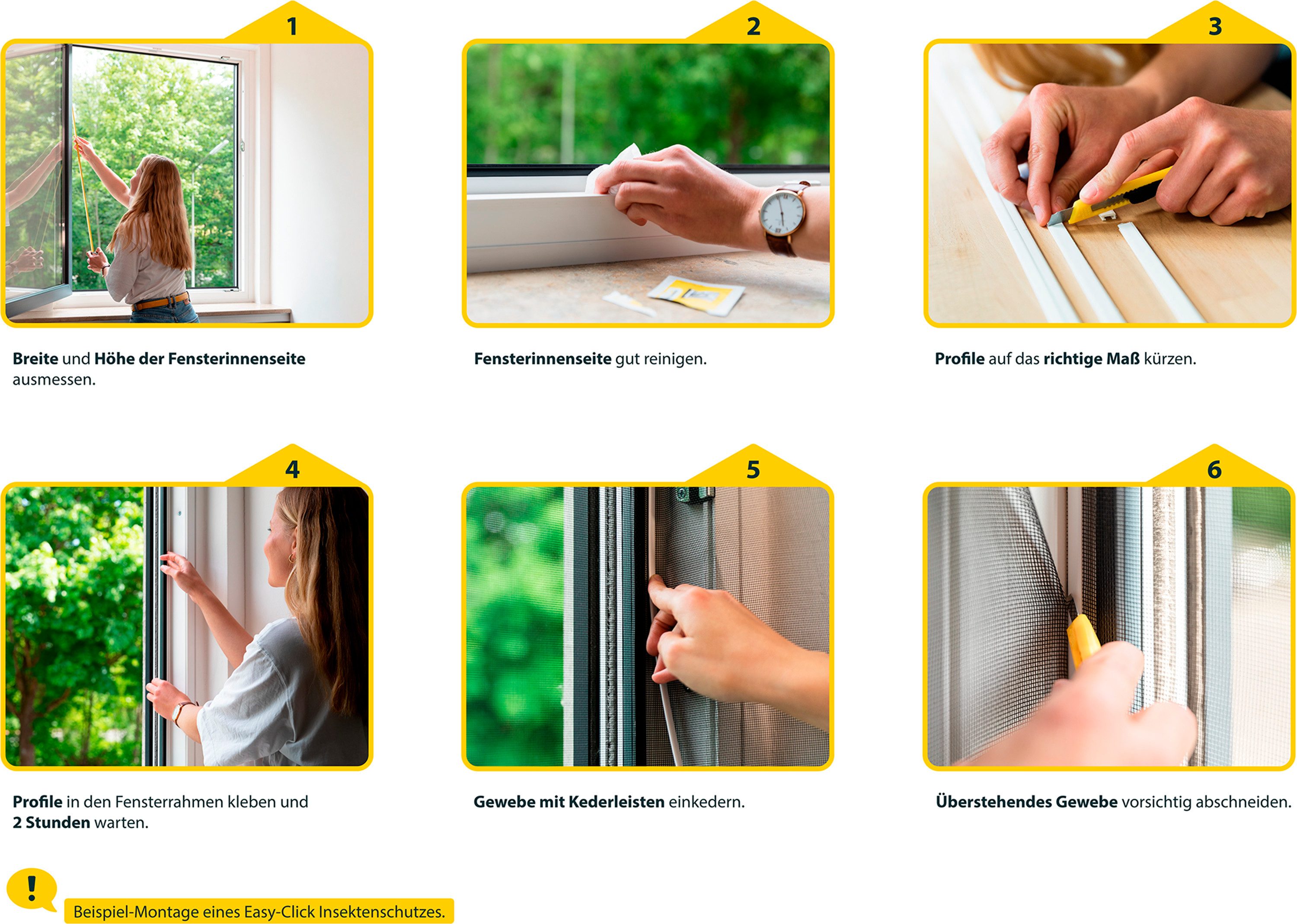 SCHELLENBERG Insektenschutz-Fensterrahmen Easy Click mit Pollenschutzvlies für Fenster, (Set, 1-St), Fliegengitter zum einklicken ohne bohren, 130 x 150 cm, anthrazit