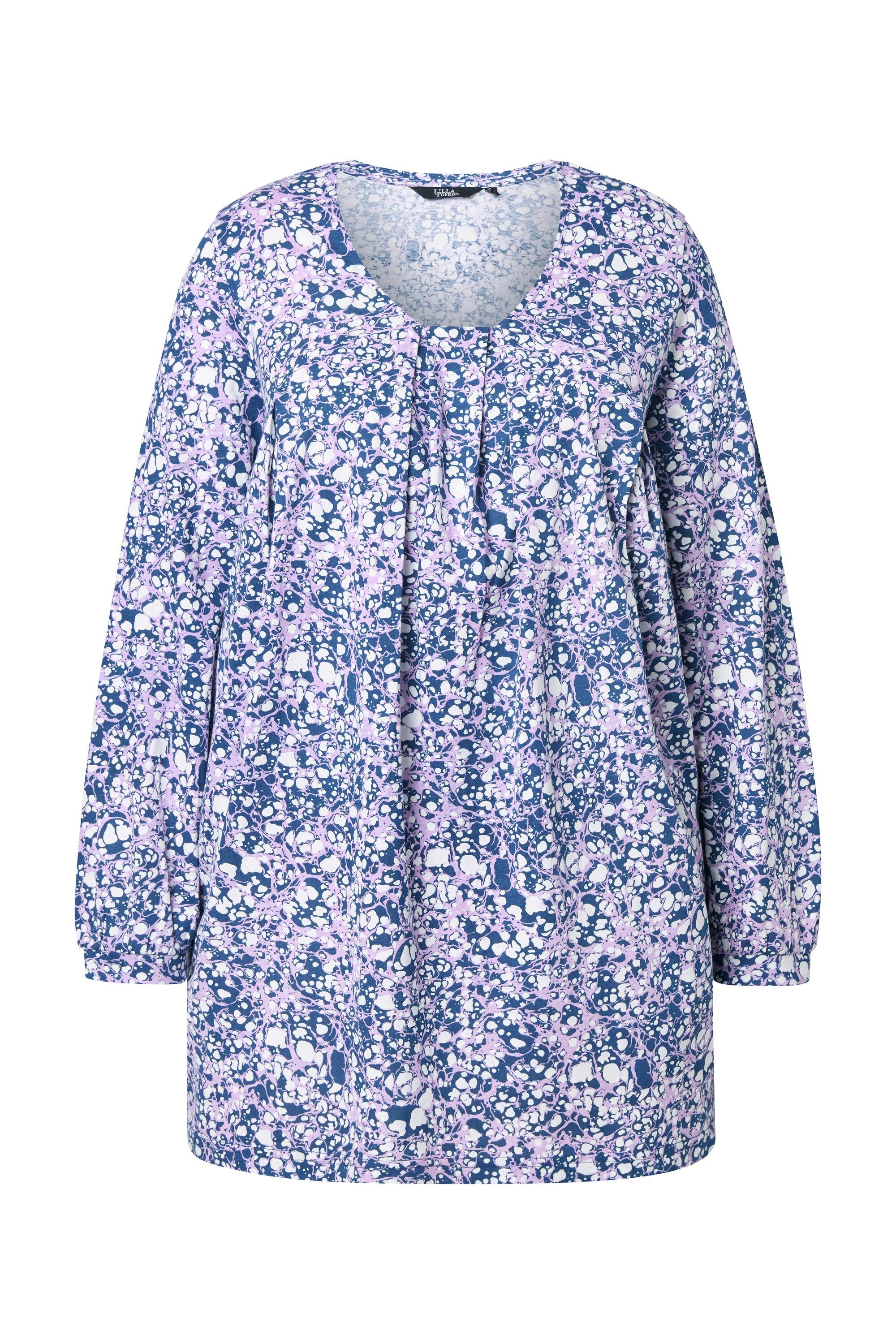 Ulla Popken T-Shirt Shirt A-Linie Zierfalten Carré-Ausschnitt Langarm günstig online kaufen