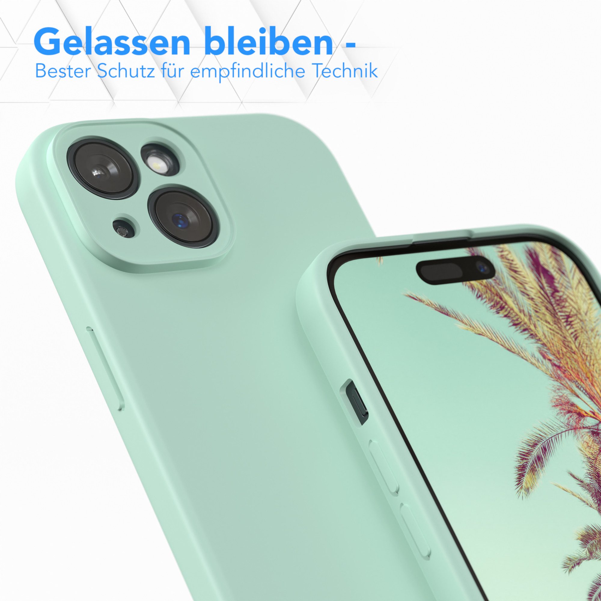 EAZY CASE Handyhülle für Apple iPhone 15 Hülle Silikon 6,1 Zoll, Hülle Silikon kratzfest Smart Slimcover Bumper Case Etui Mint Grün – Bild 4 von 5
