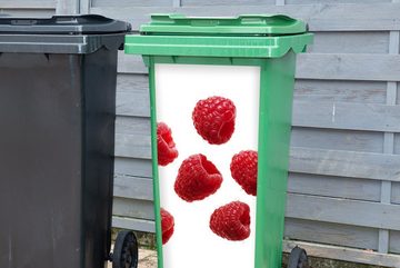MuchoWow Wandsticker Obst - Himbeere - Weiß (1 St), Mülleimer-aufkleber, Mülltonne, Sticker, Container, Abfalbehälter
